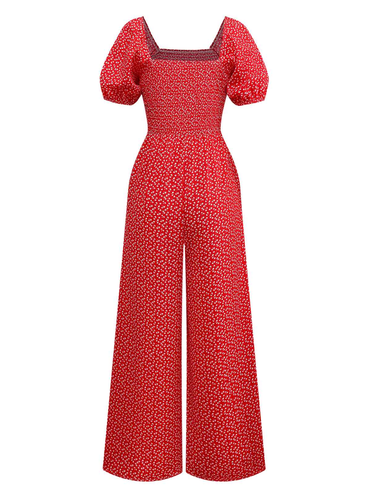 1950s Ditsy Floral Square Neck Puff Jumpsuit - Image 2