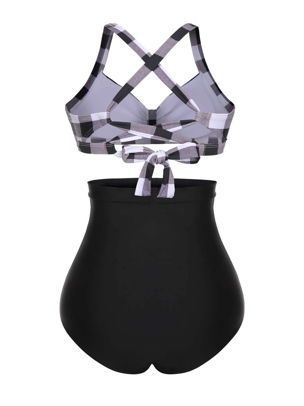 1950s Double Strap Buttoned Plaids Swimsuit - Image 11