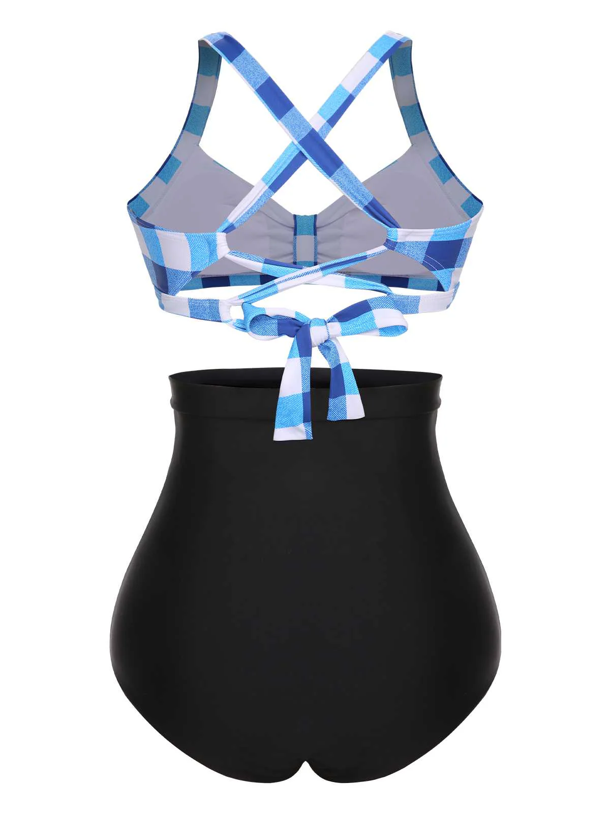 1950s Double Strap Buttoned Plaids Swimsuit - Image 18