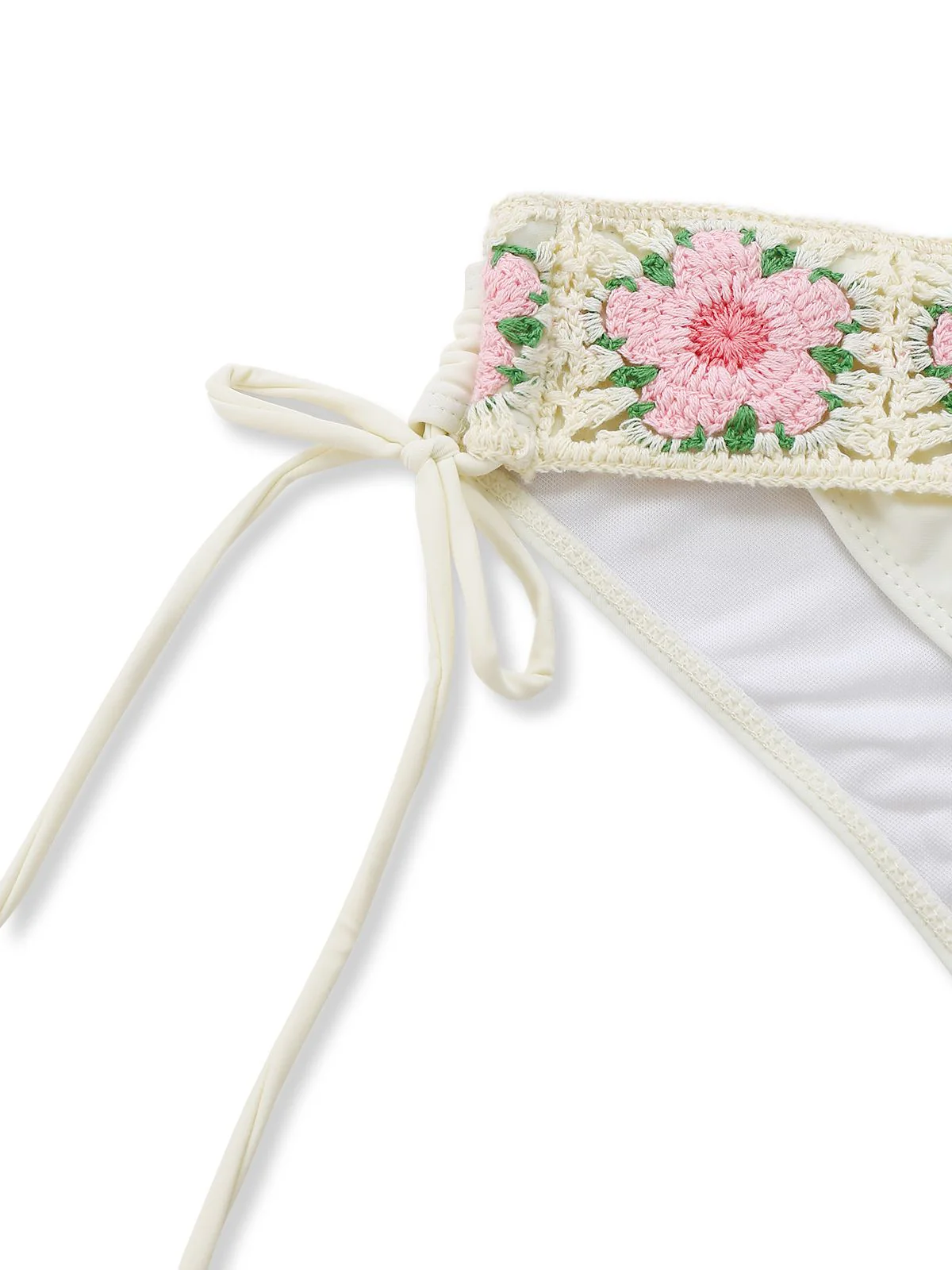 1950s Embroidered Handmade Floral High Waist Bikini Set - Image 5