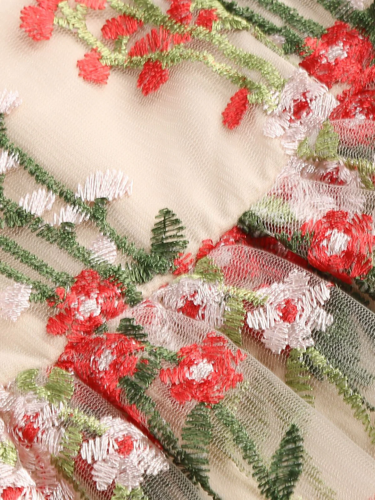 1950s Embroidered Mesh Lace-Up Sweetheart Neck Dress - Image 10