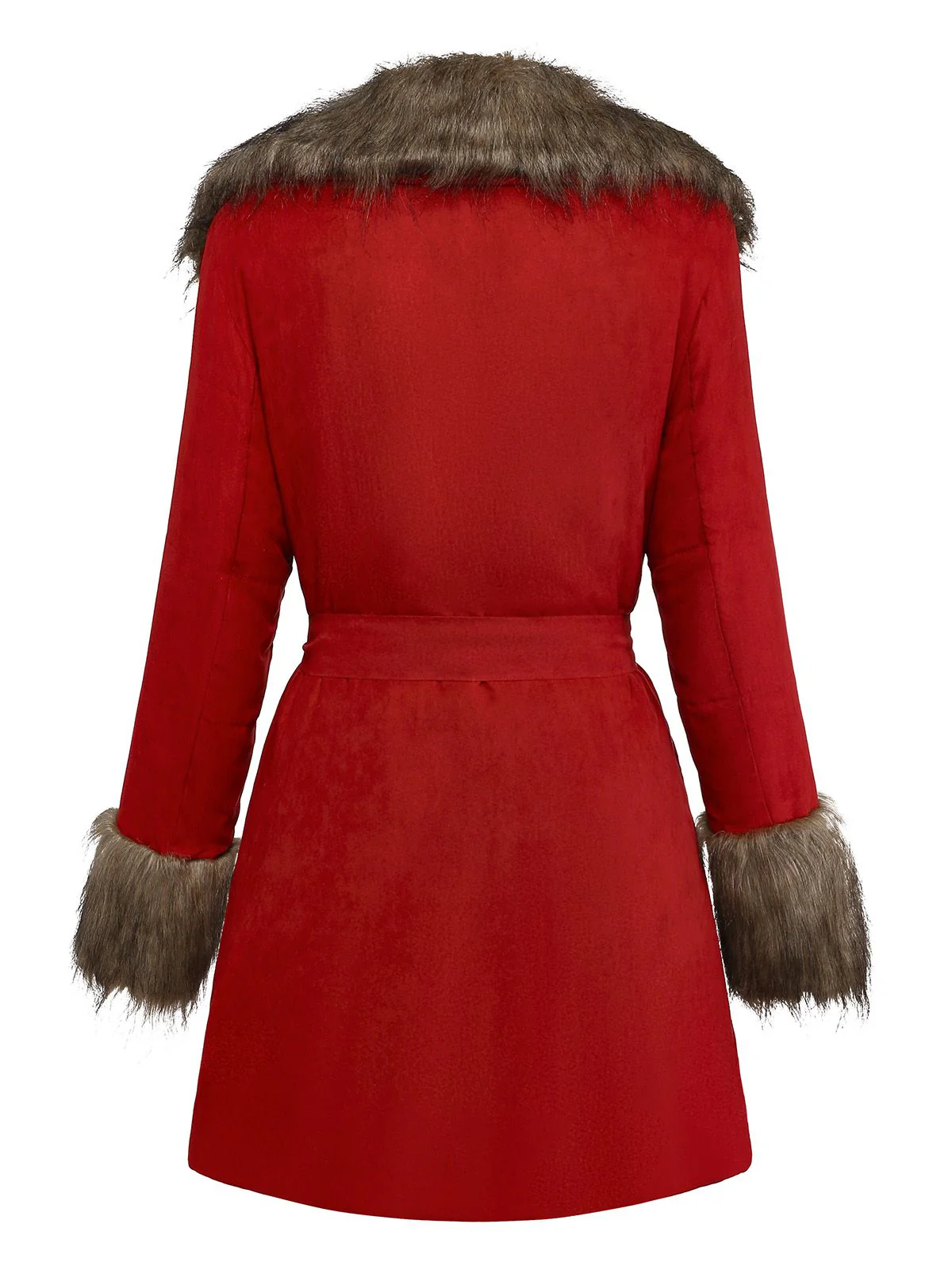 1950s Faux Fur Collar Lapel Belt Coat - Image 6