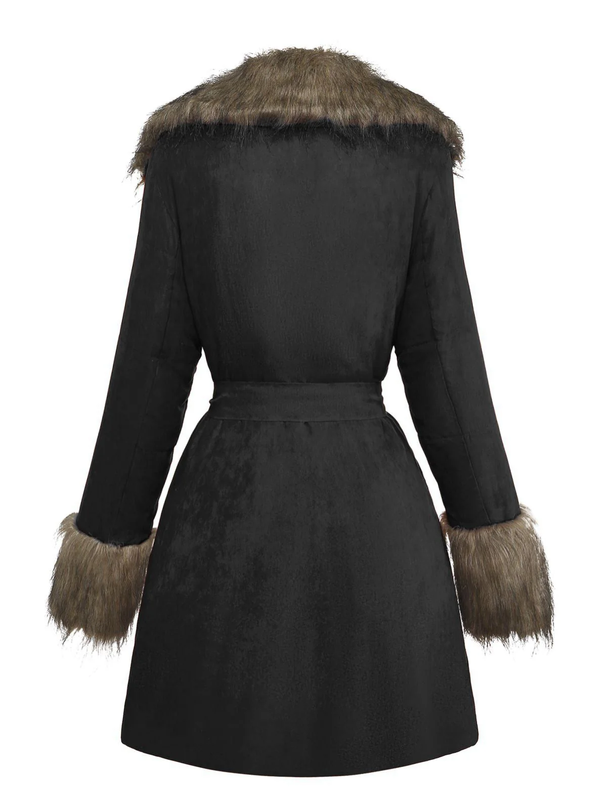 1950s Faux Fur Collar Lapel Belt Coat - Image 7