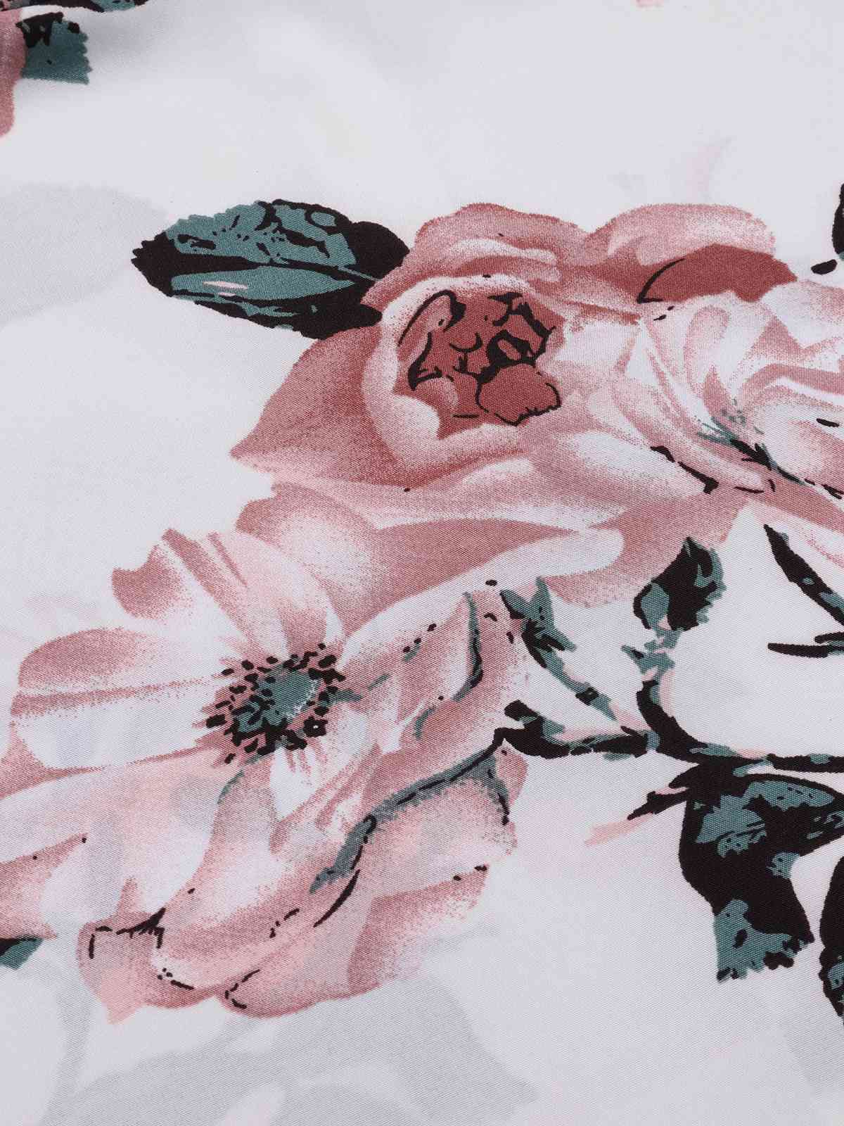 1950s Floral Bow Short Sleeve Swing Dress - Image 4