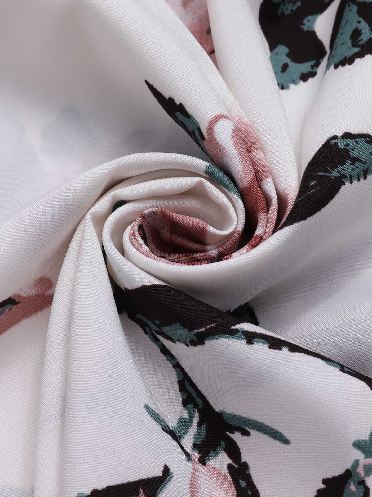 1950s Floral Bow Short Sleeve Swing Dress - Image 5