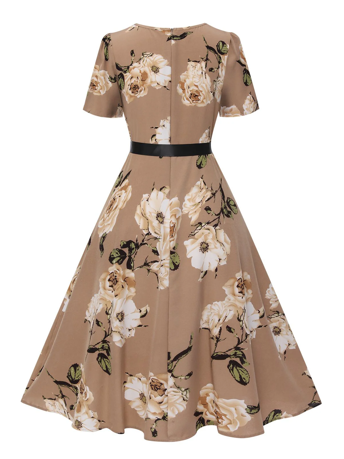 1950s Floral Bow Short Sleeve Swing Dress - Image 7