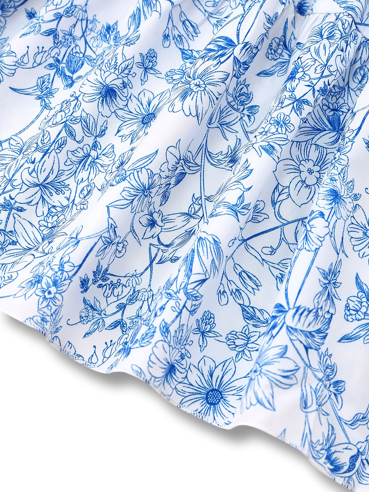 1950s Floral Cold Shoulder Ruffle Dress - Image 7