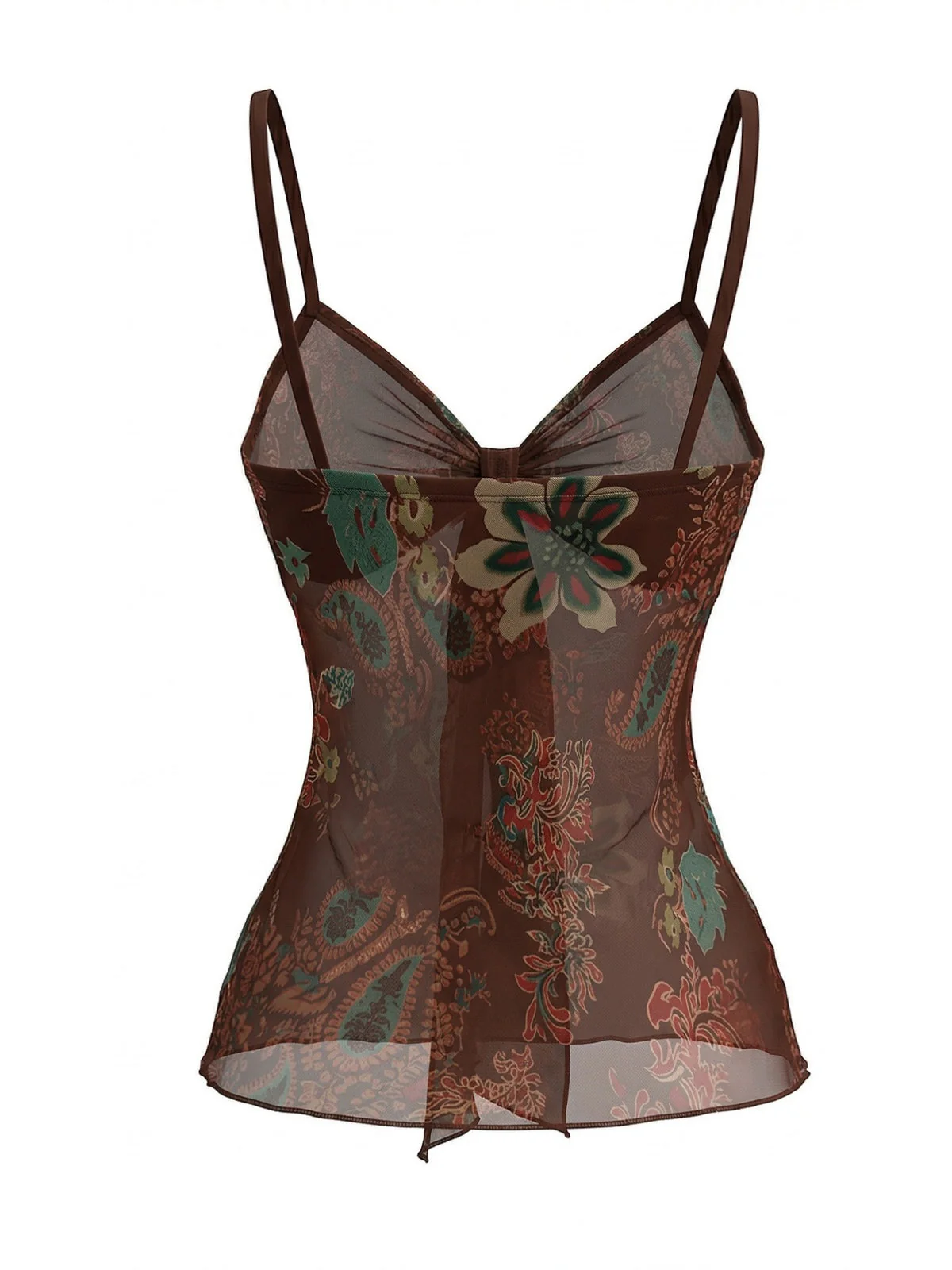 1950s Floral Colorblock Spaghetti Strap Camisole - Image 3