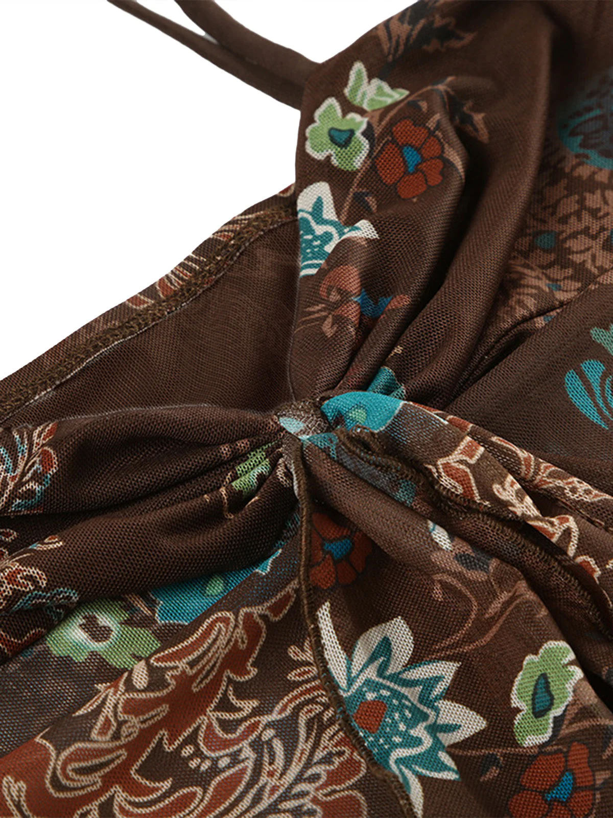 1950s Floral Colorblock Spaghetti Strap Camisole - Image 5