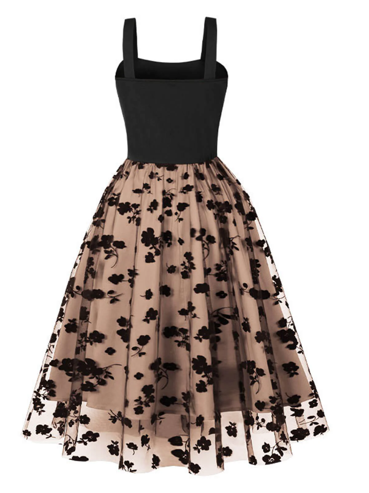 1950s Floral Flocked Mesh Swing Dress - Image 2