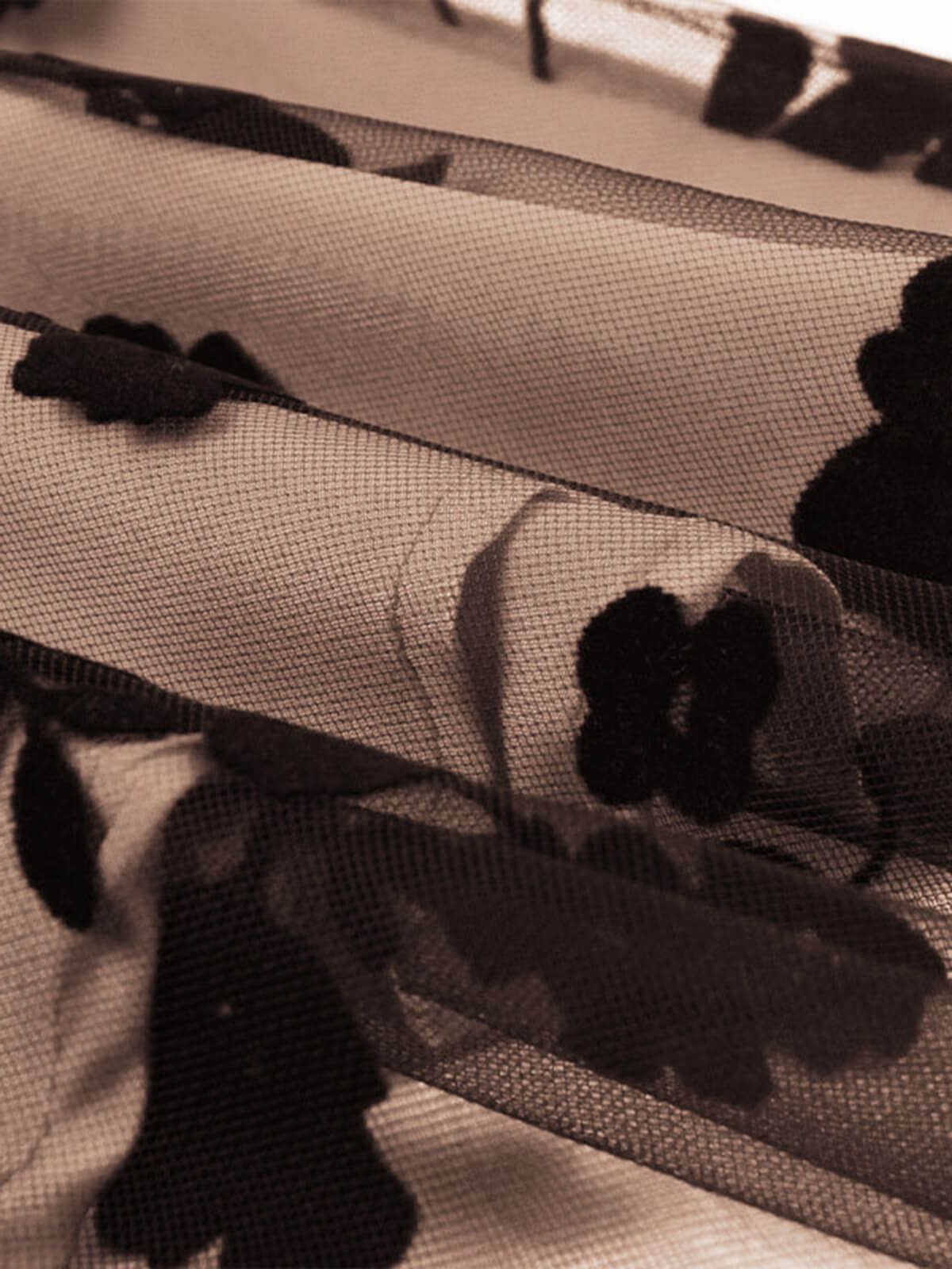 1950s Floral Flocked Mesh Swing Dress - Image 3