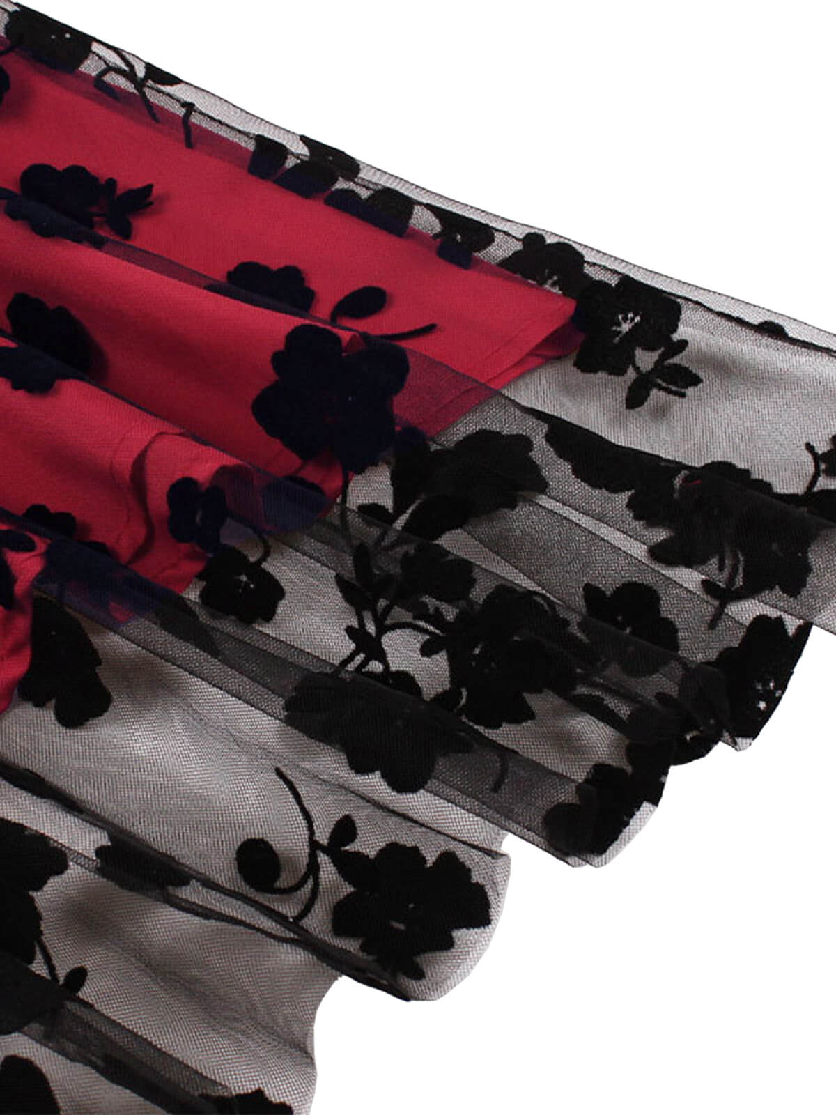 1950s Floral Flocked Mesh Swing Dress - Image 7
