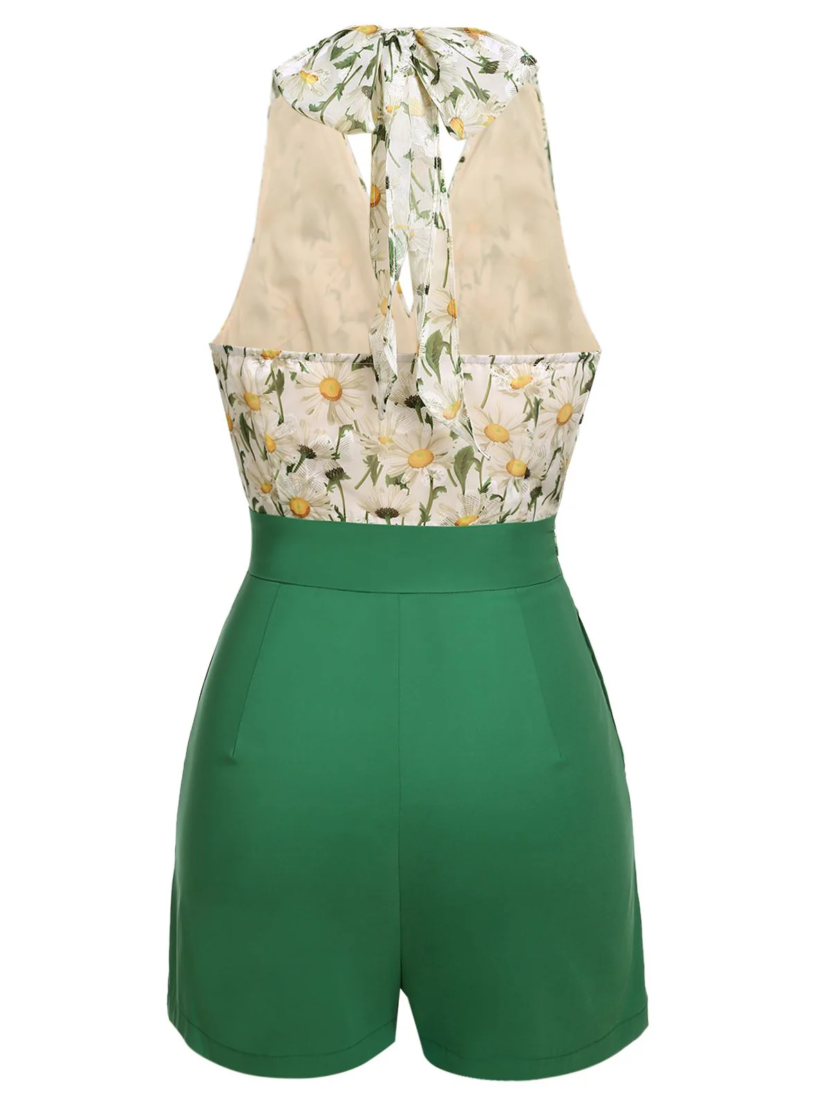 [Pre-Sale] 1950s Floral Halter Lace-up Vintage Romper - Image 4