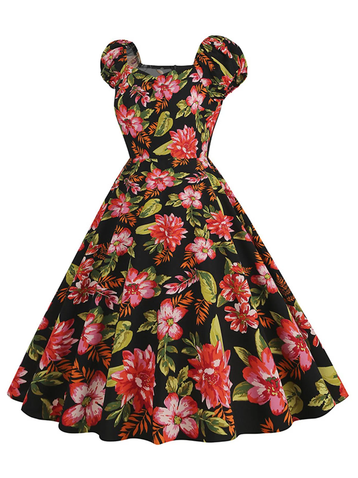 1950s Floral Hepburn Elegant Vintage Dress - Image 2