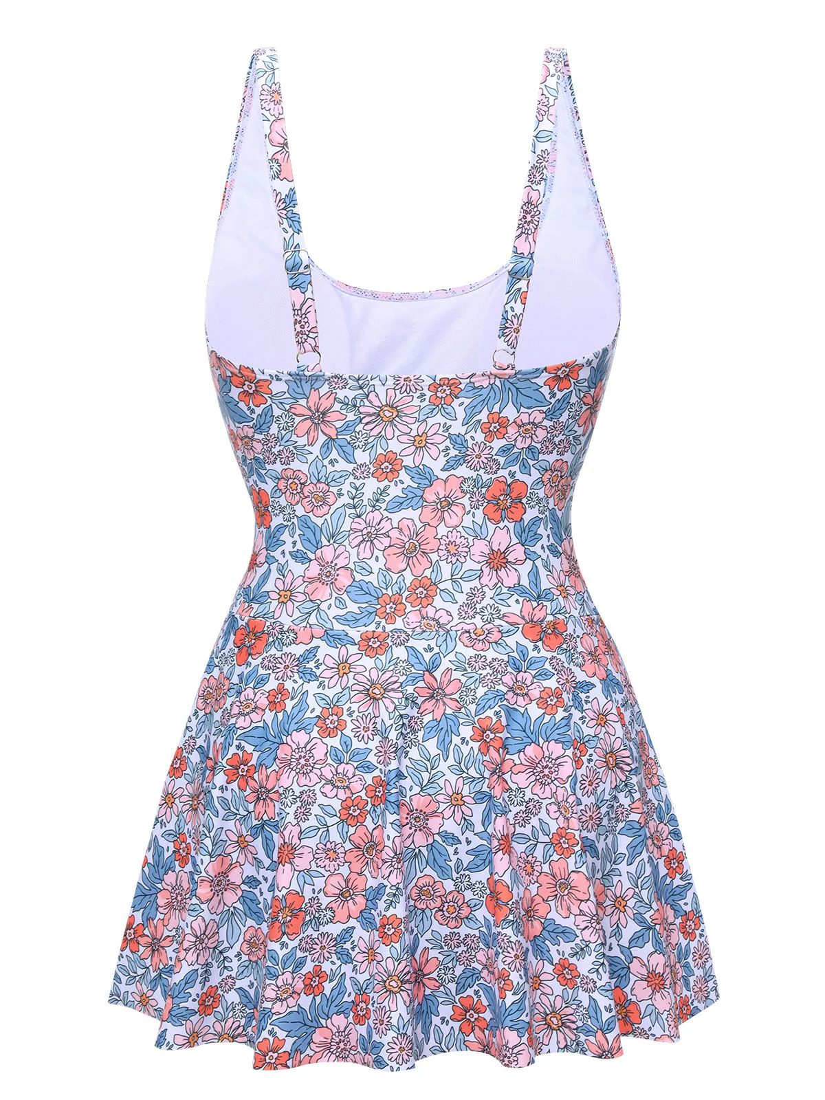 1950s Floral Knot Wide Strap Skirt Swimsuit - Image 3
