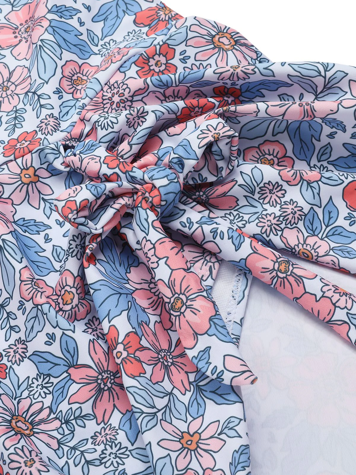 1950s Floral Knot Wide Strap Skirt Swimsuit - Image 4