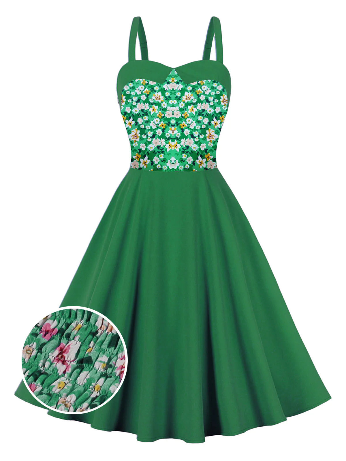 1950s Floral Patchwork Strap Swing Dress - Image 12
