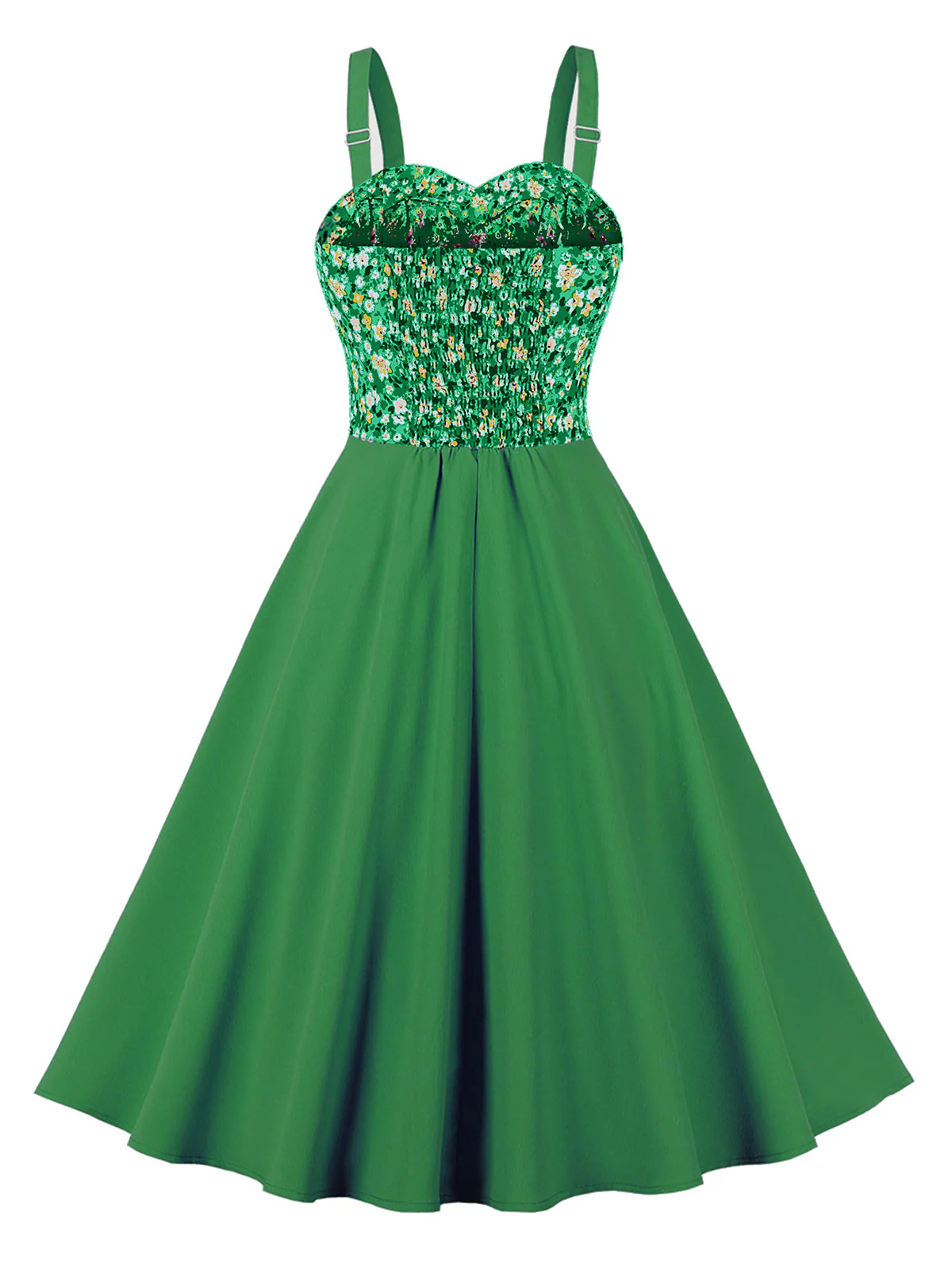 1950s Floral Patchwork Strap Swing Dress - Image 14