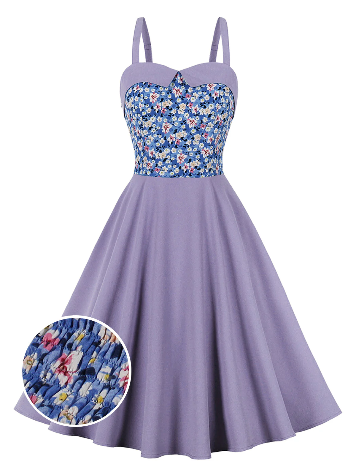 1950s Floral Patchwork Strap Swing Dress - Image 16