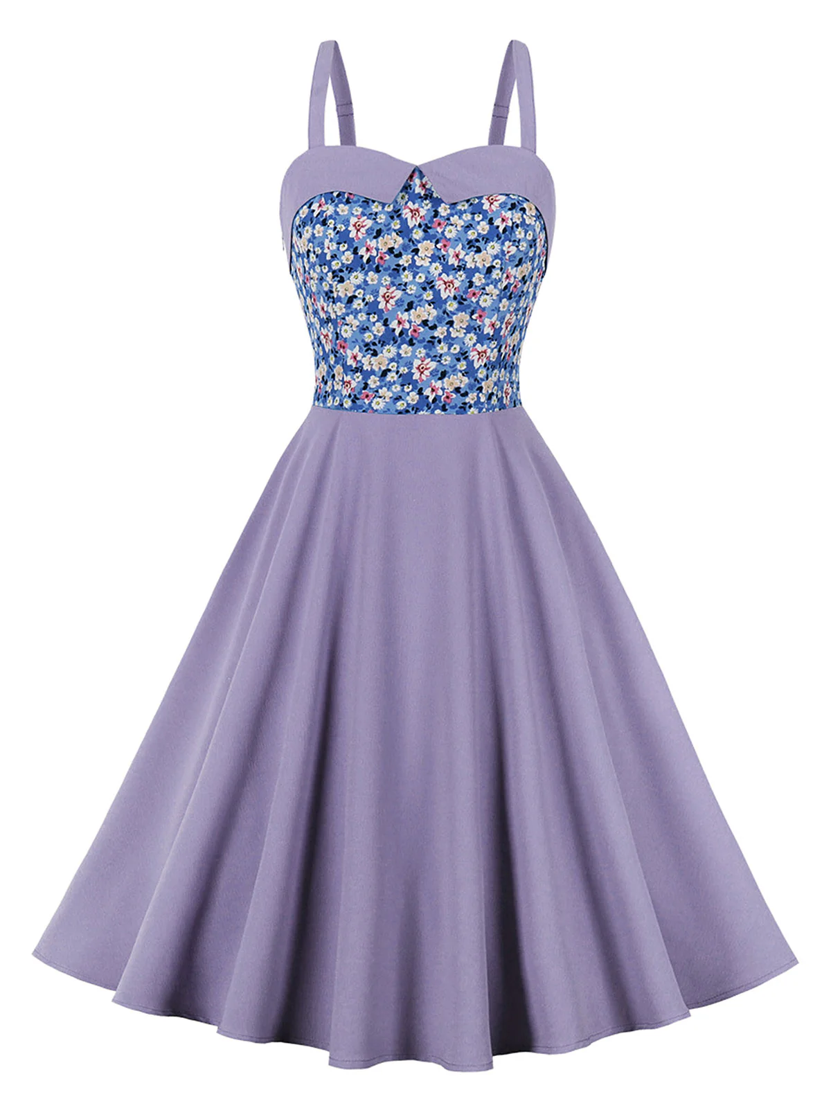 1950s Floral Patchwork Strap Swing Dress - Image 17