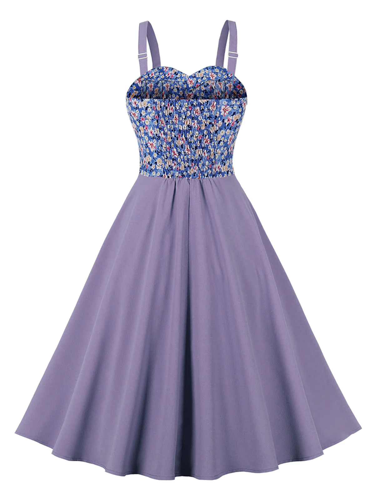 1950s Floral Patchwork Strap Swing Dress - Image 18