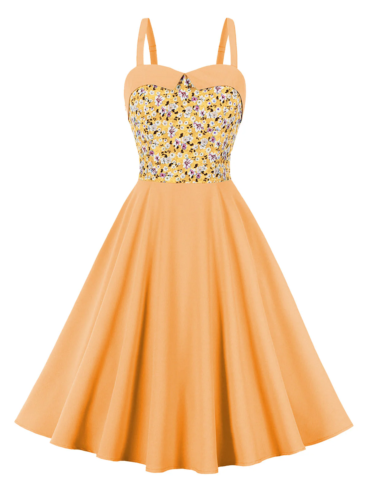 1950s Floral Patchwork Strap Swing Dress - Image 2