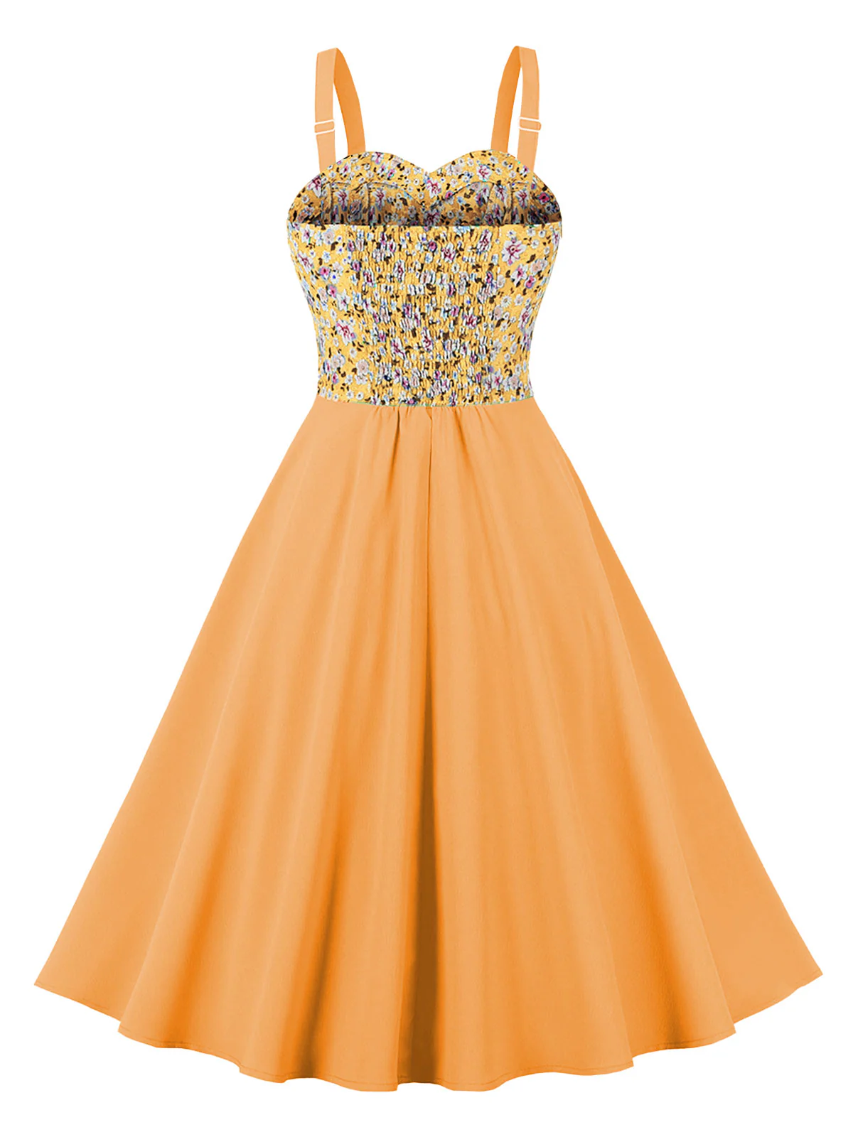 1950s Floral Patchwork Strap Swing Dress - Image 3