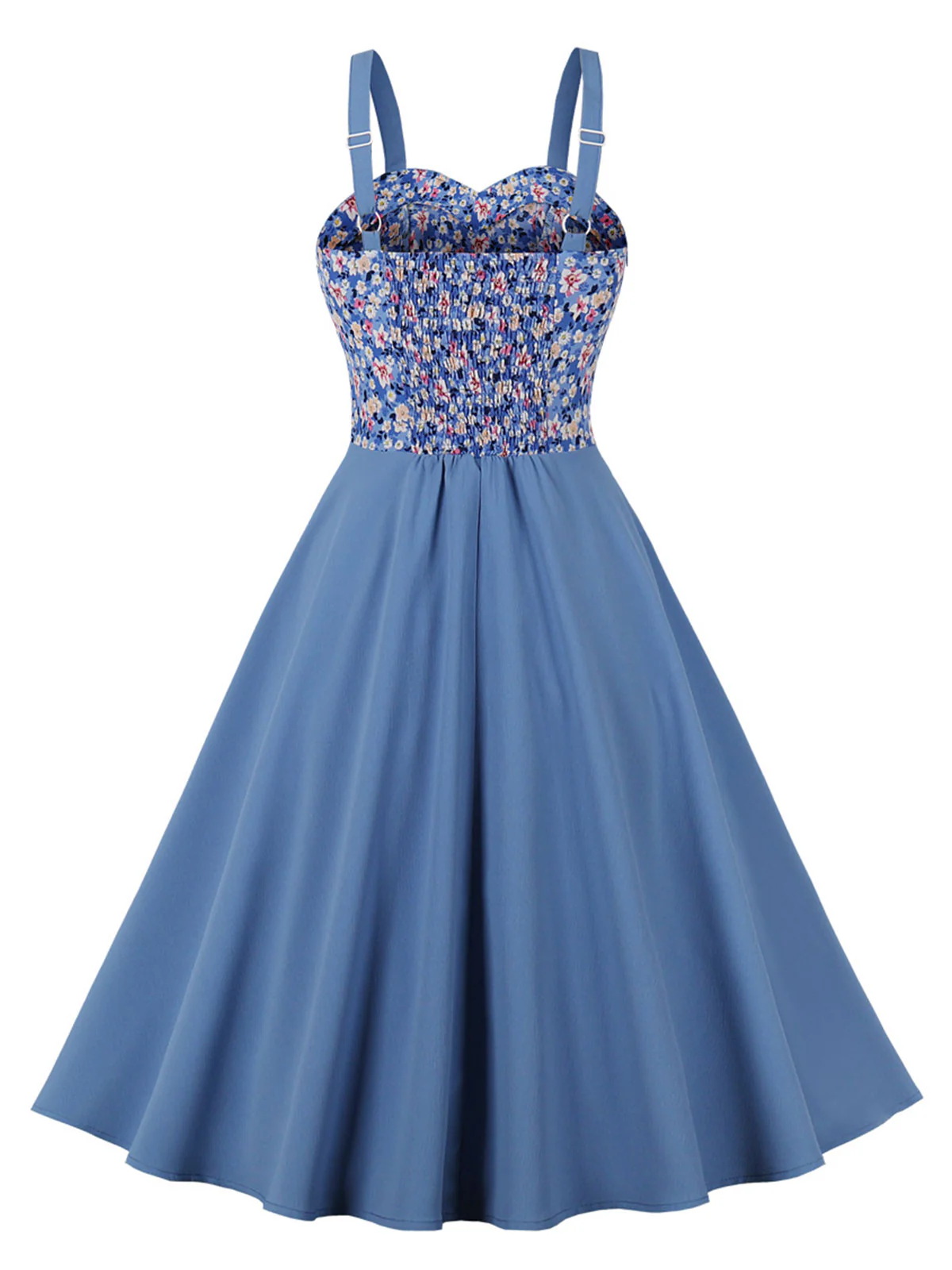 1950s Floral Patchwork Strap Swing Dress - Image 7