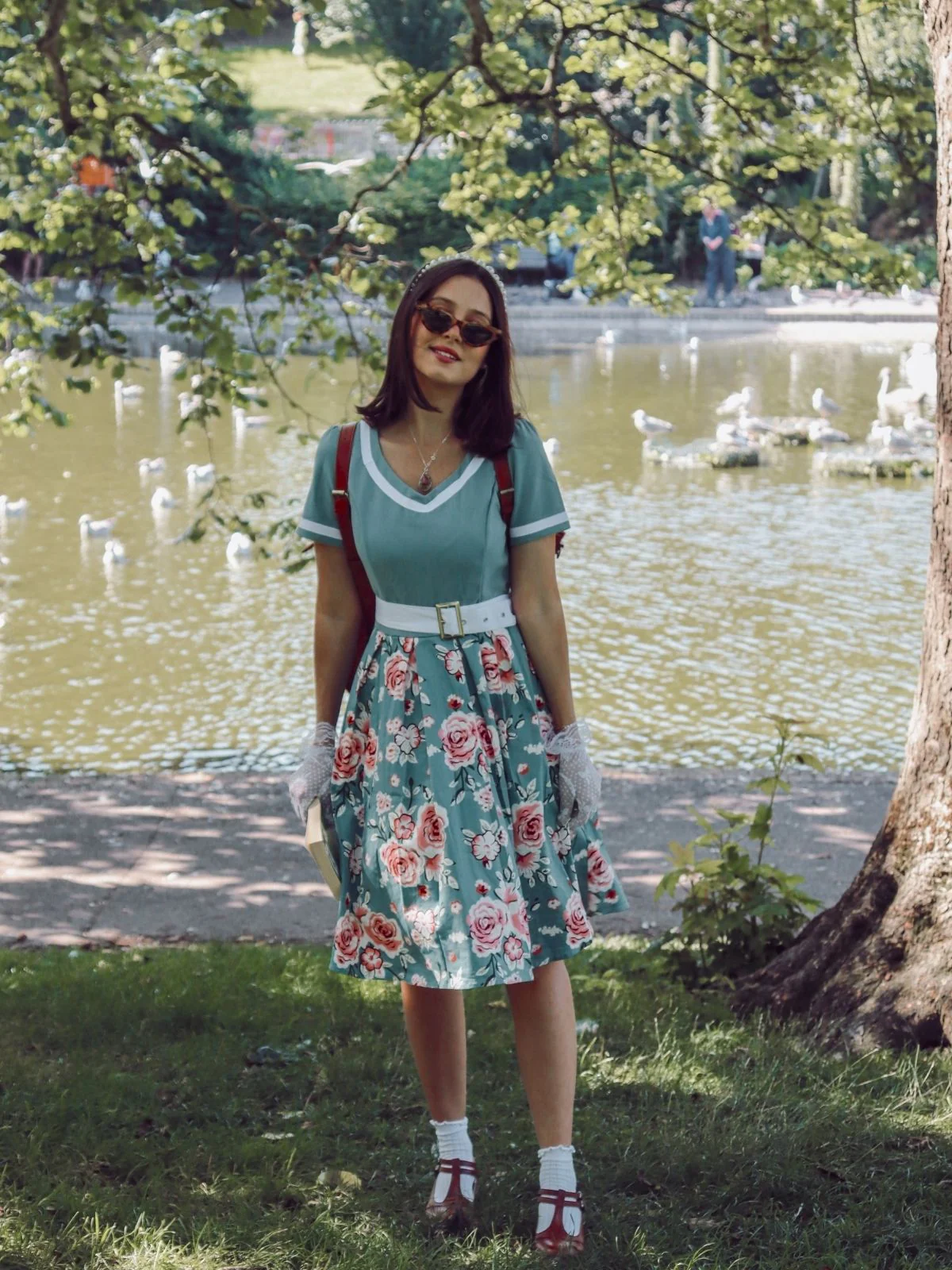 1950s Floral Patchwork Swing Dress - Image 5