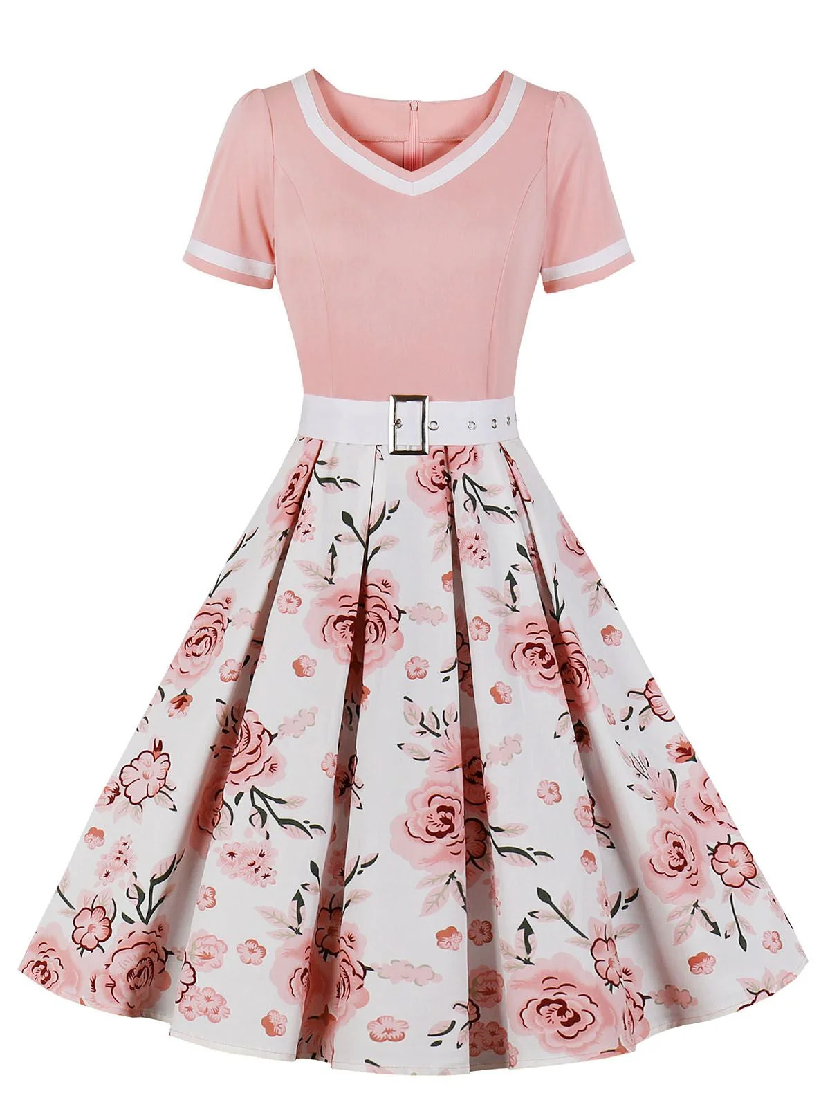 1950s Floral Patchwork Swing Dress - Image 19