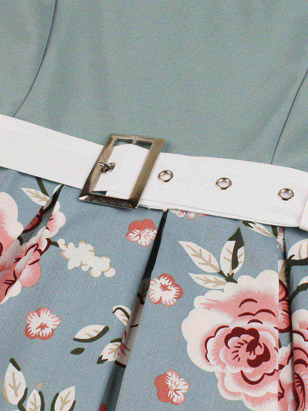 1950s Floral Patchwork Swing Dress - Image 16