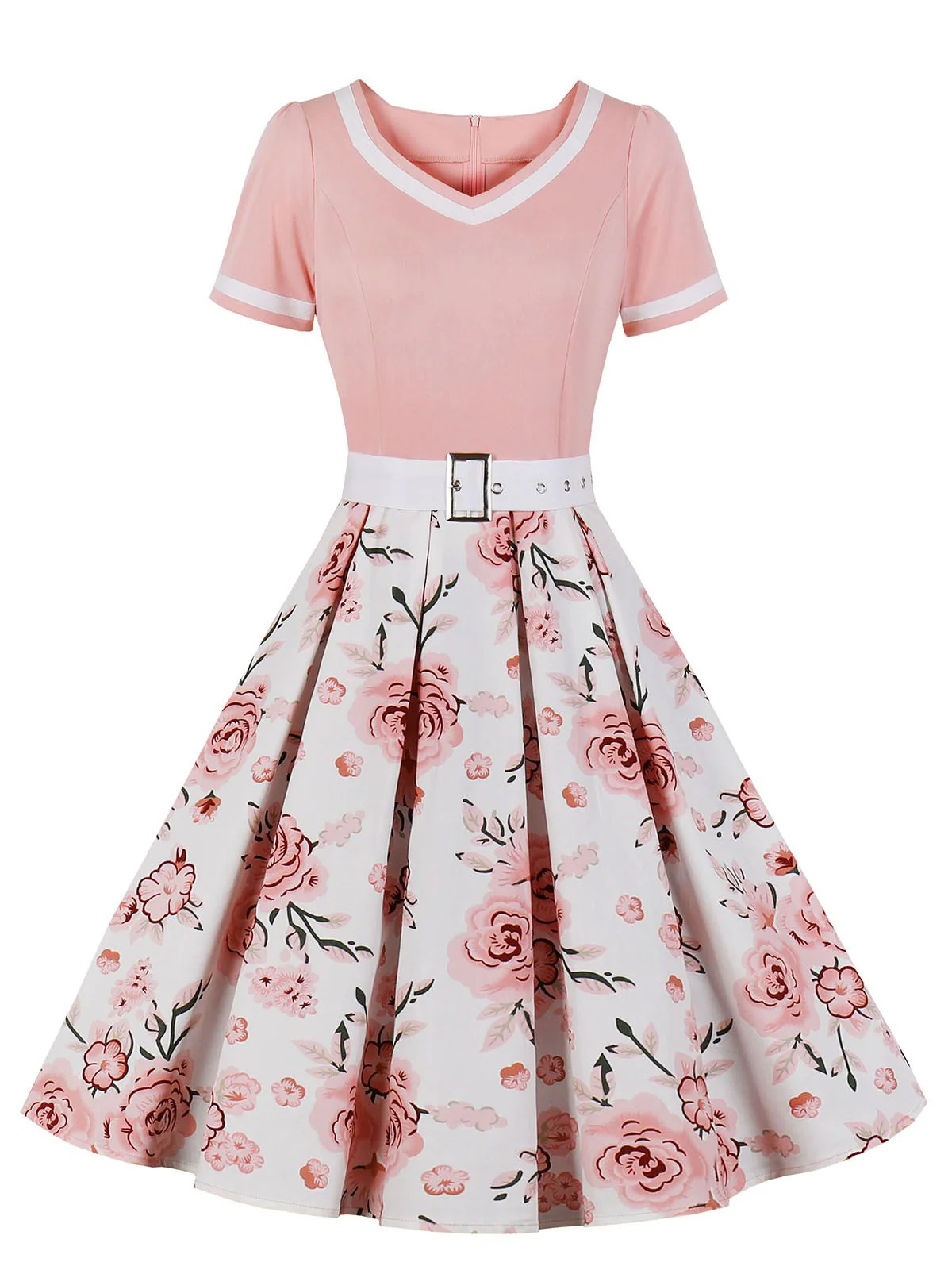 1950s Floral Patchwork Swing Dress - Image 7