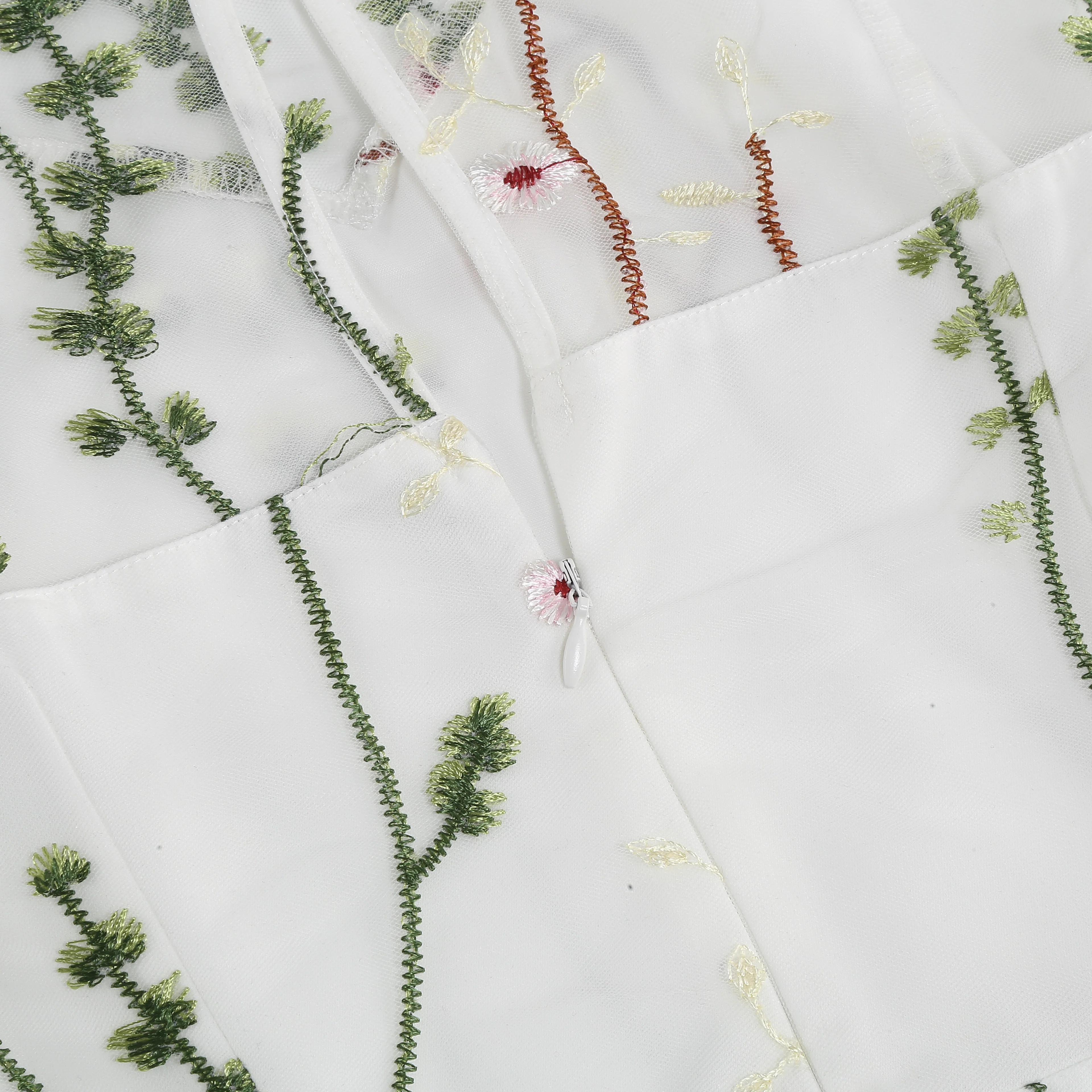 1950s Flower Gauze Sleeveless Swing Dress - Image 11