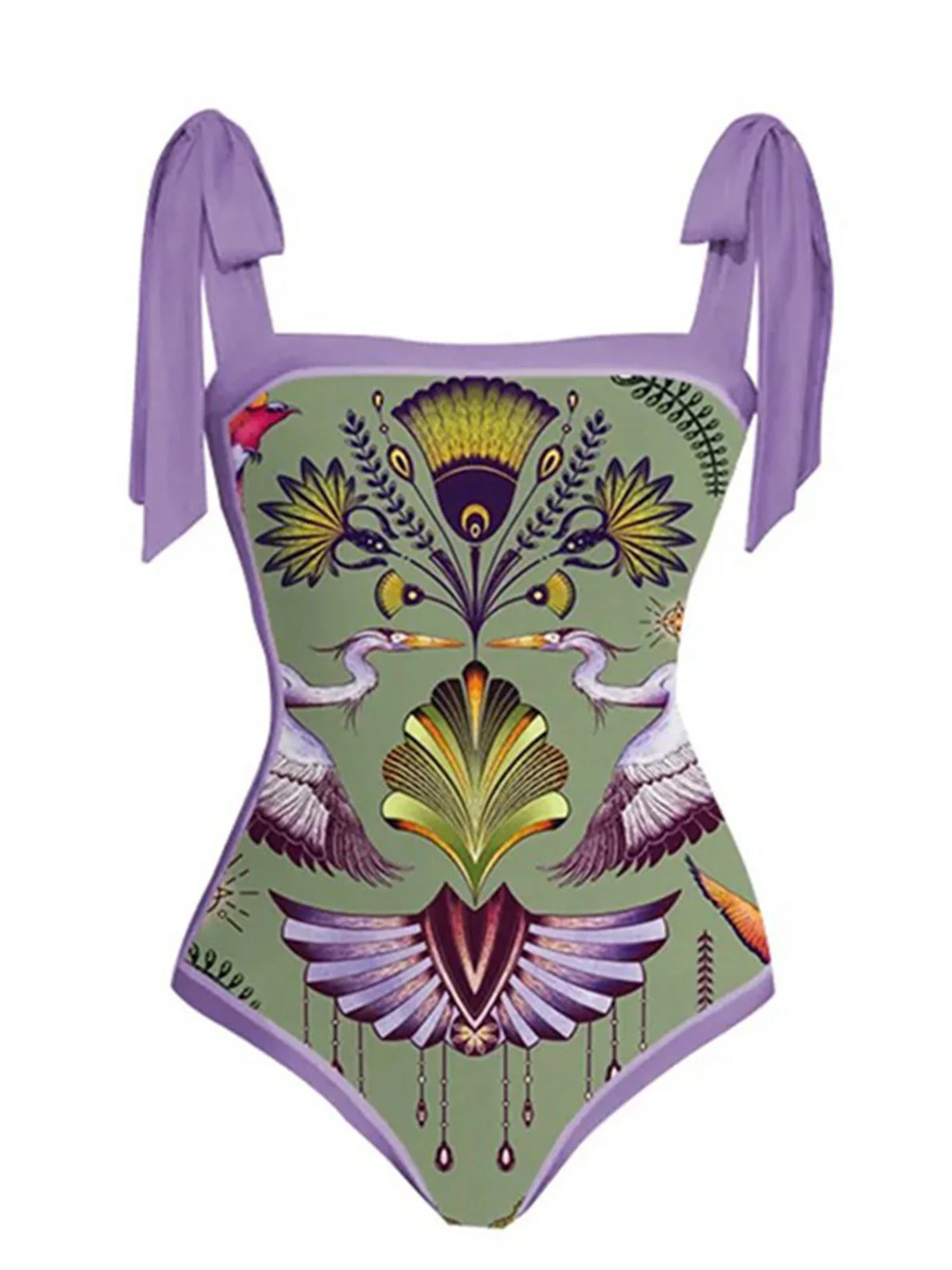 1950s Forest Animals Lace-up Swimsuit & Cover-up - Image 2