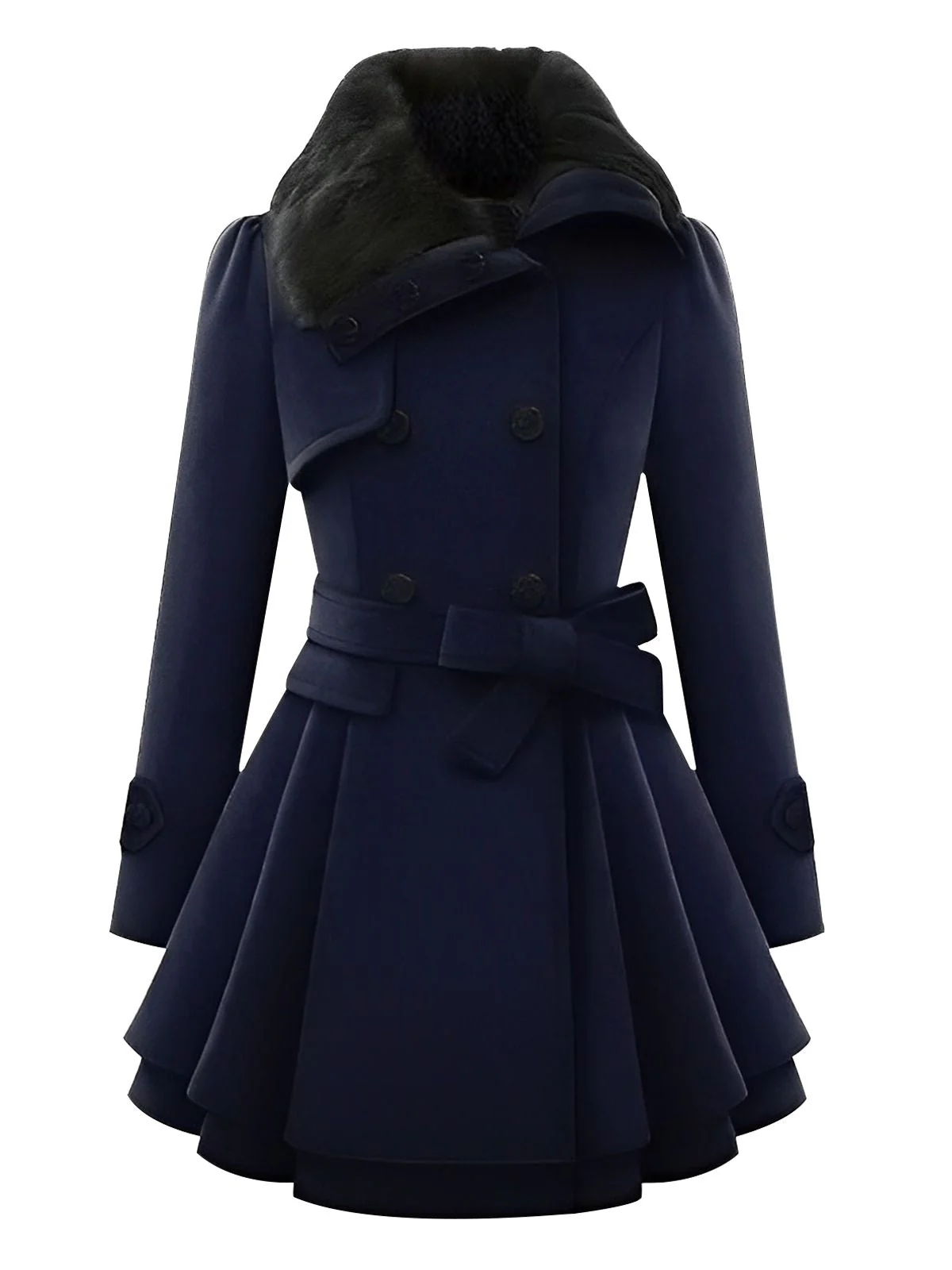 1950s Fur Collar Waisted Winter Coat - Image 4