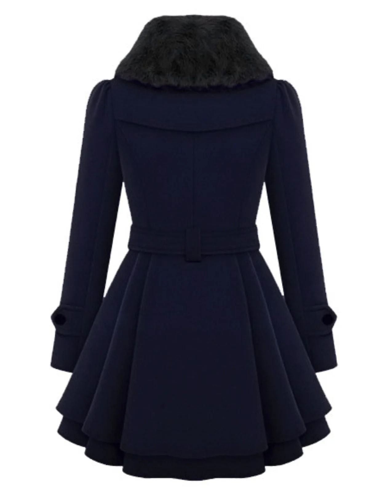 1950s Fur Collar Waisted Winter Coat - Image 4