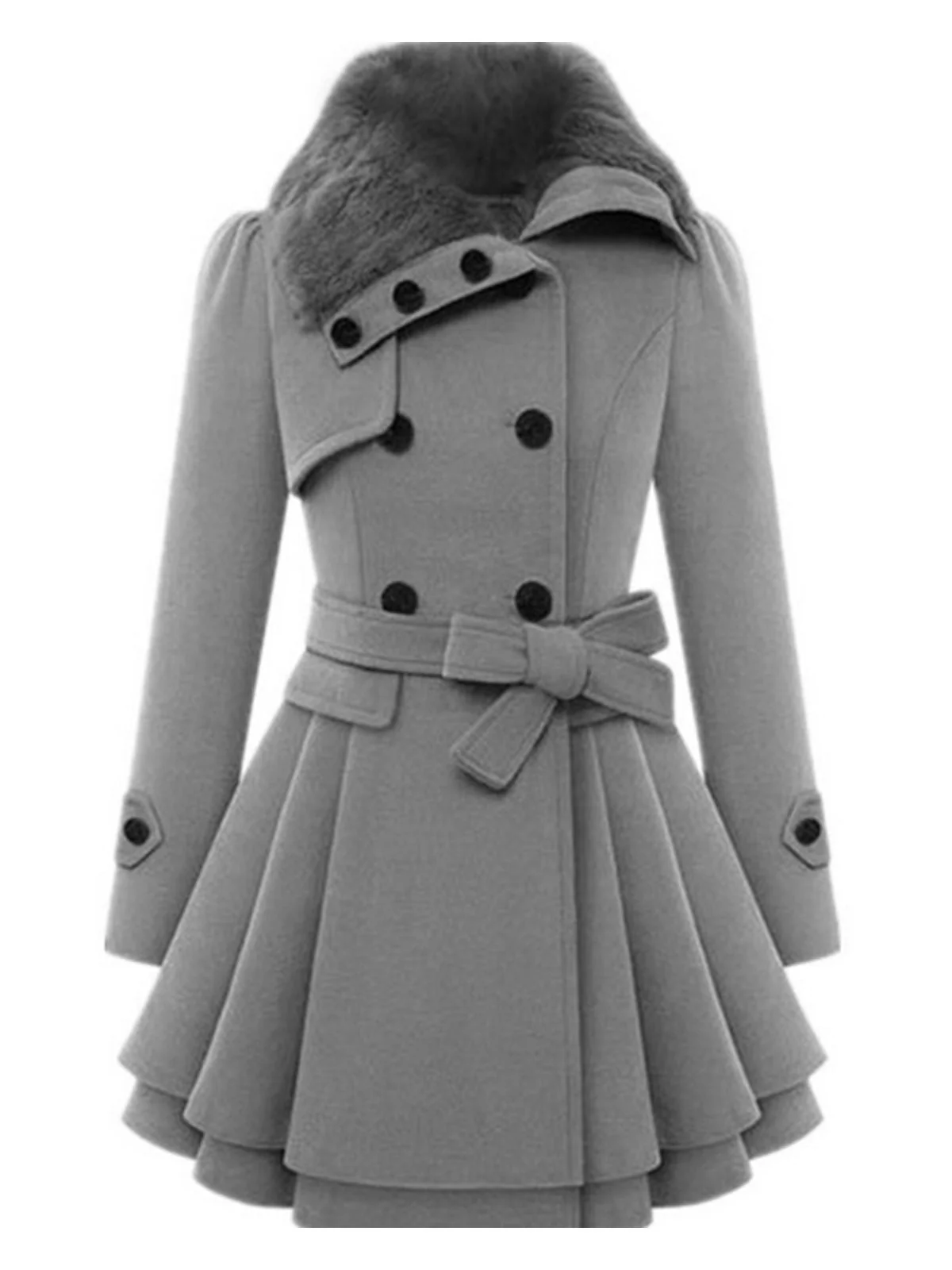 1950s Fur Collar Waisted Winter Coat - Image 5