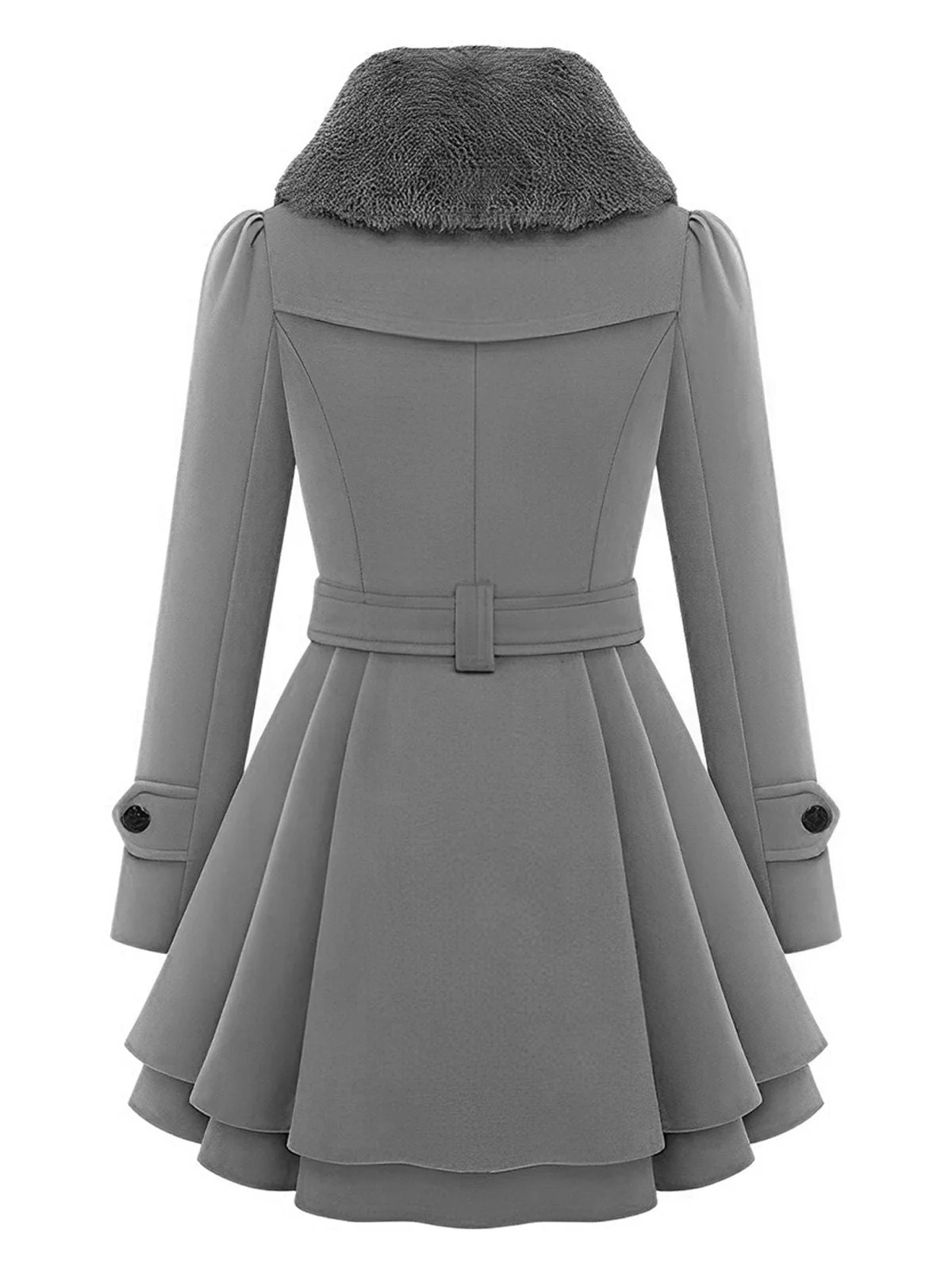 1950s Fur Collar Waisted Winter Coat - Image 6