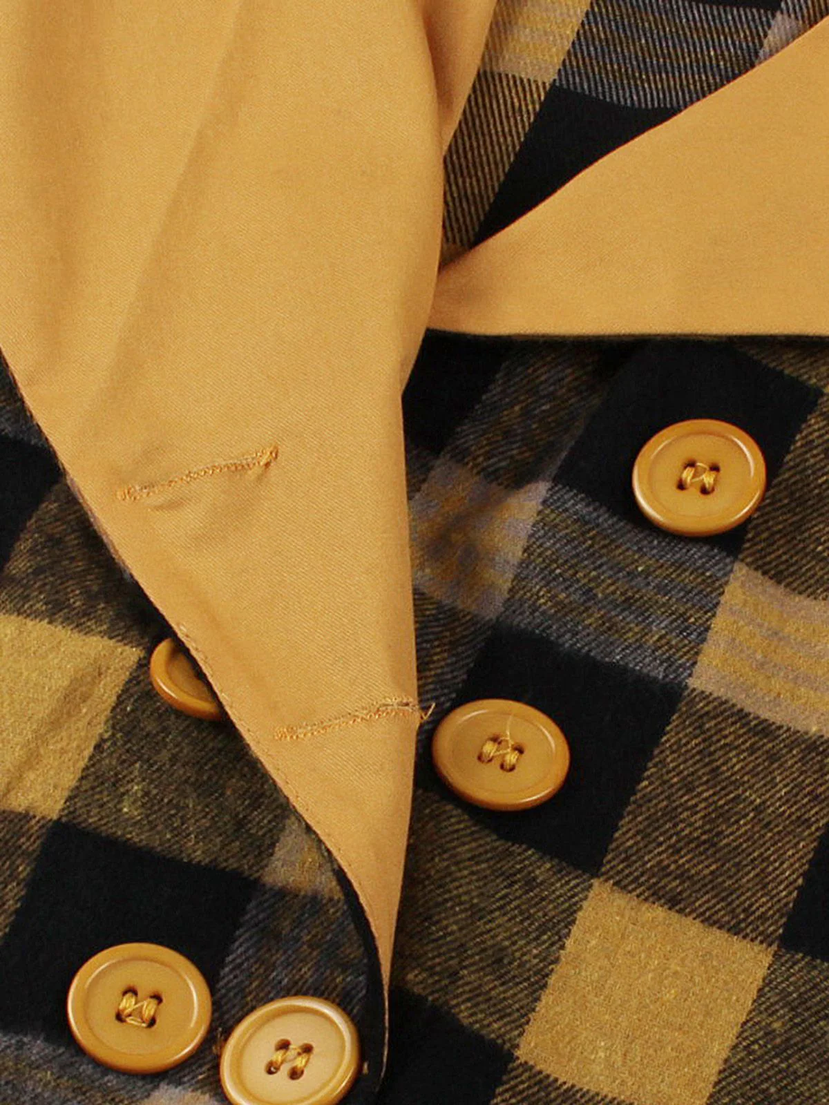 1950s Gingham Plaid Button Lapel Belted Dress - Image 5