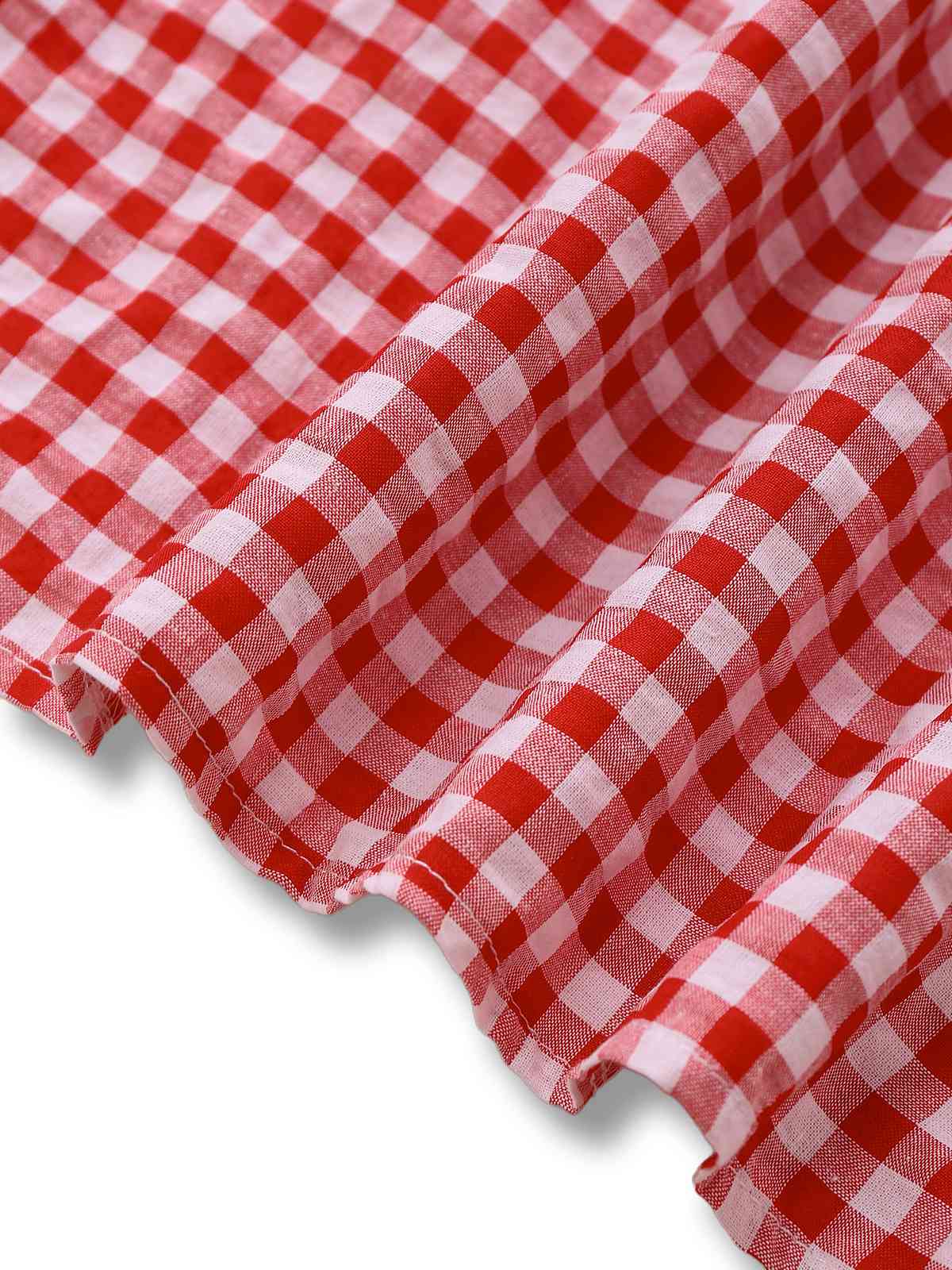 1950s Gingham Plaid Smocked Strap Jumpsuit - Image 7