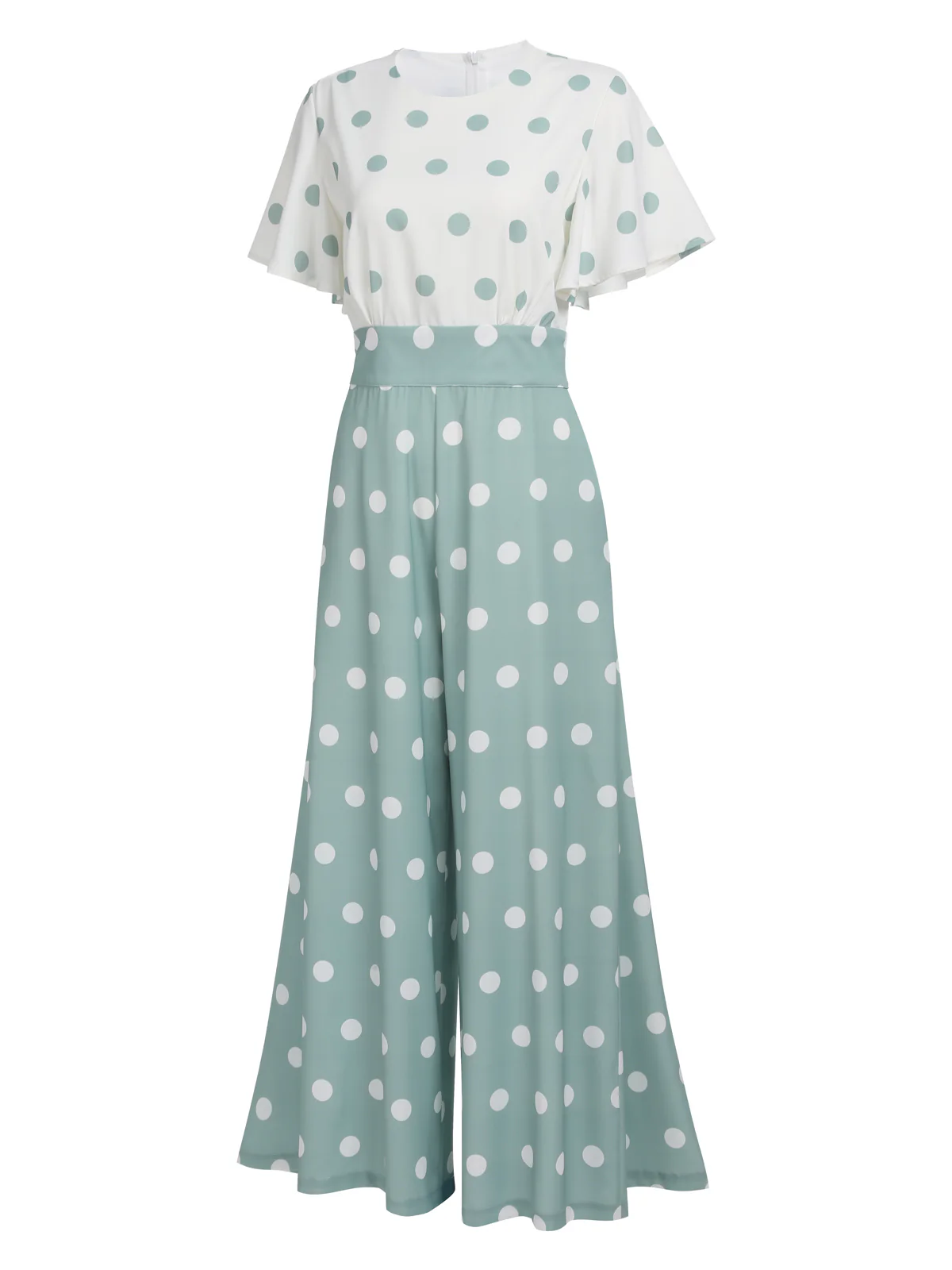 1930s Green White Splicing Polka Dot Jumpsuit - Image 2
