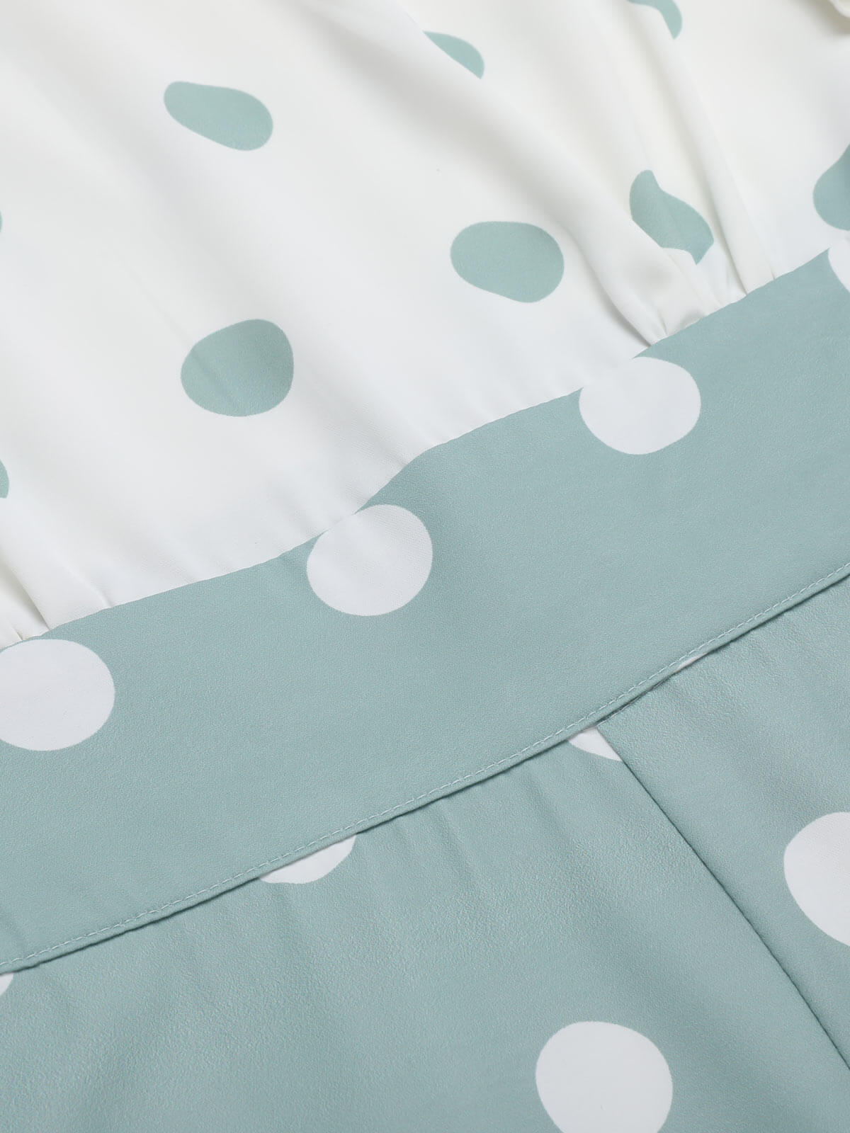 1930s Green White Splicing Polka Dot Jumpsuit - Image 5