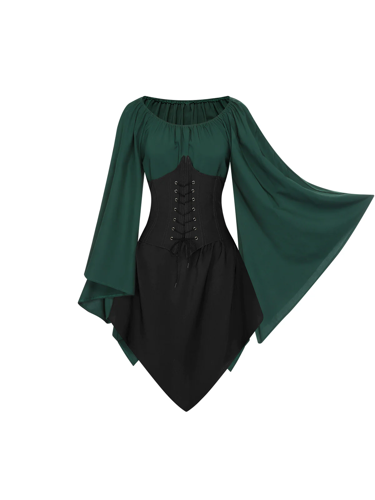 1950s Halloween Bat Sleeves Patchwork Dress - Image 10