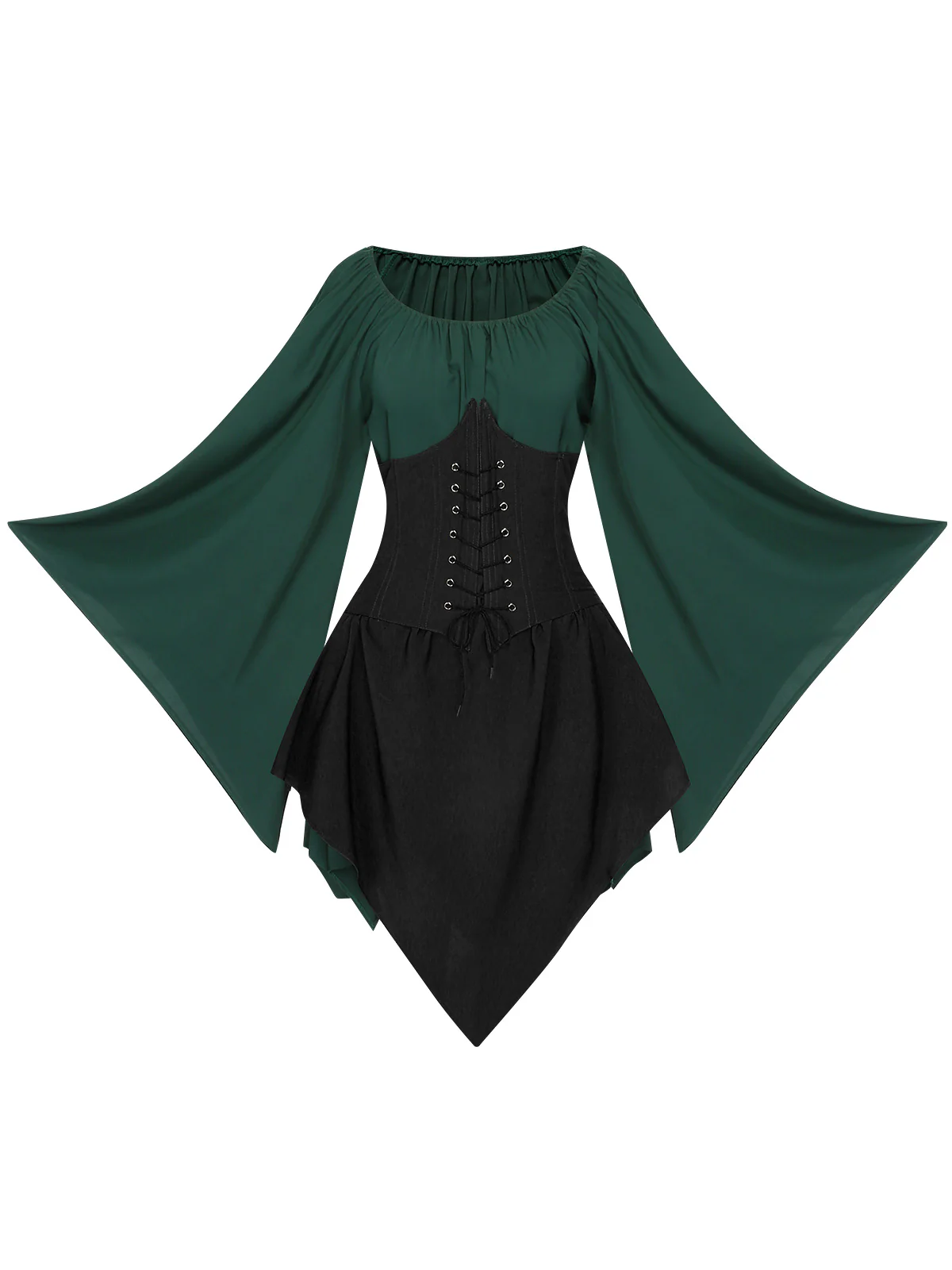 1950s Halloween Bat Sleeves Patchwork Dress - Image 11