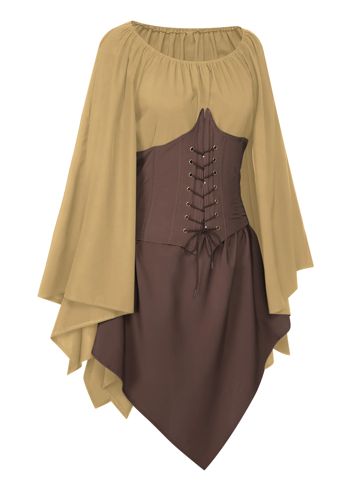 1950s Halloween Bat Sleeves Patchwork Dress - Image 13