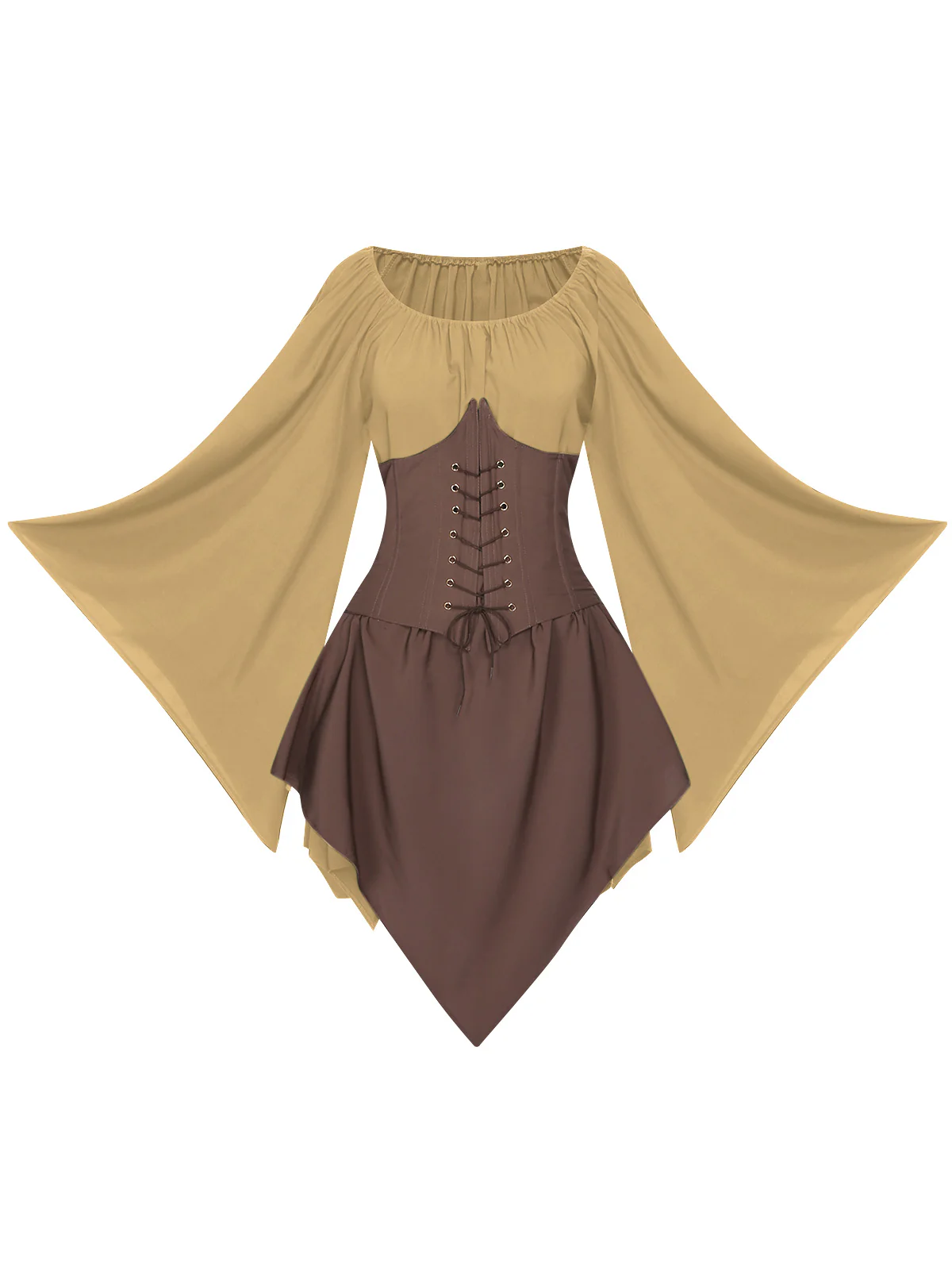 1950s Halloween Bat Sleeves Patchwork Dress - Image 16