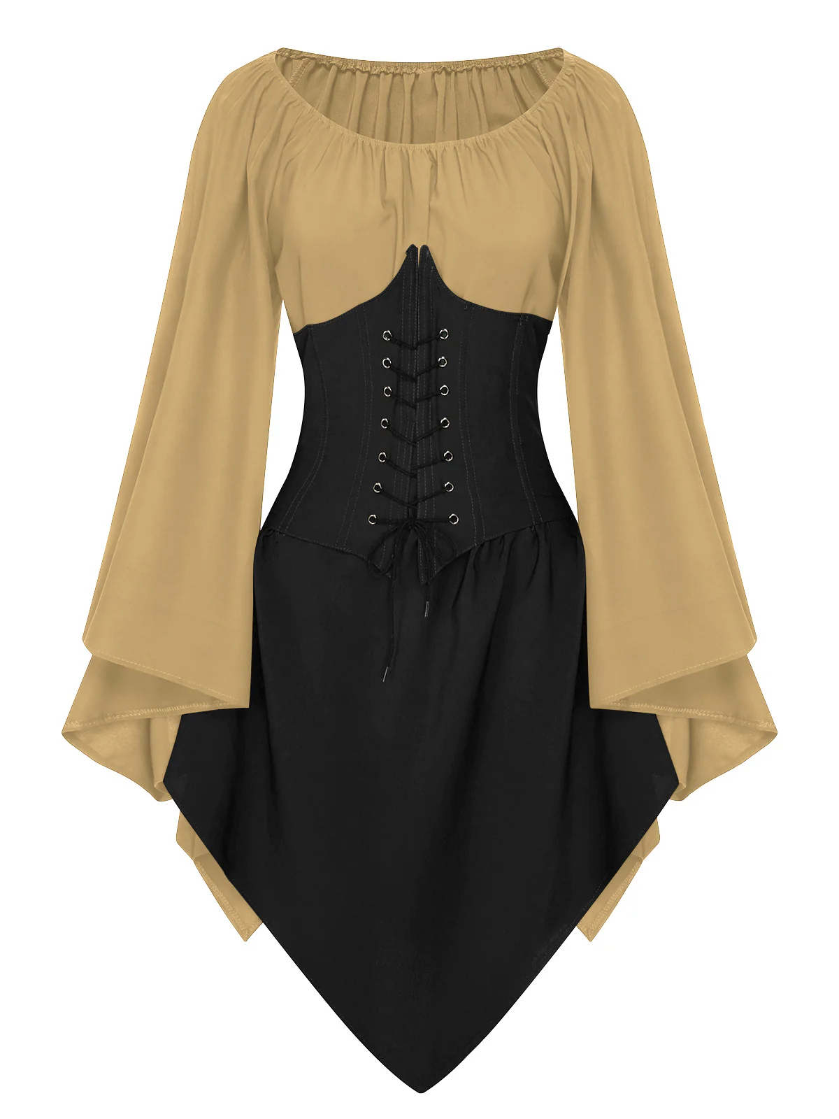 1950s Halloween Bat Sleeves Patchwork Dress - Image 17
