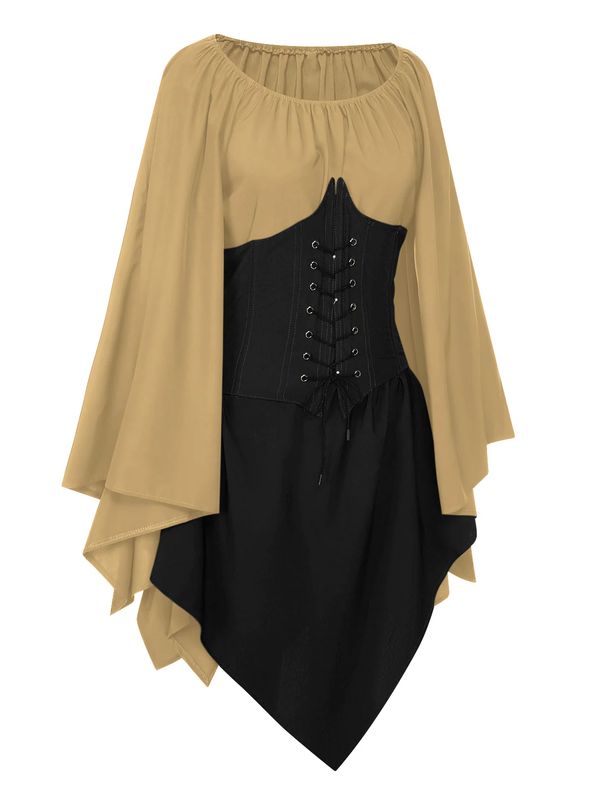 1950s Halloween Bat Sleeves Patchwork Dress - Image 18