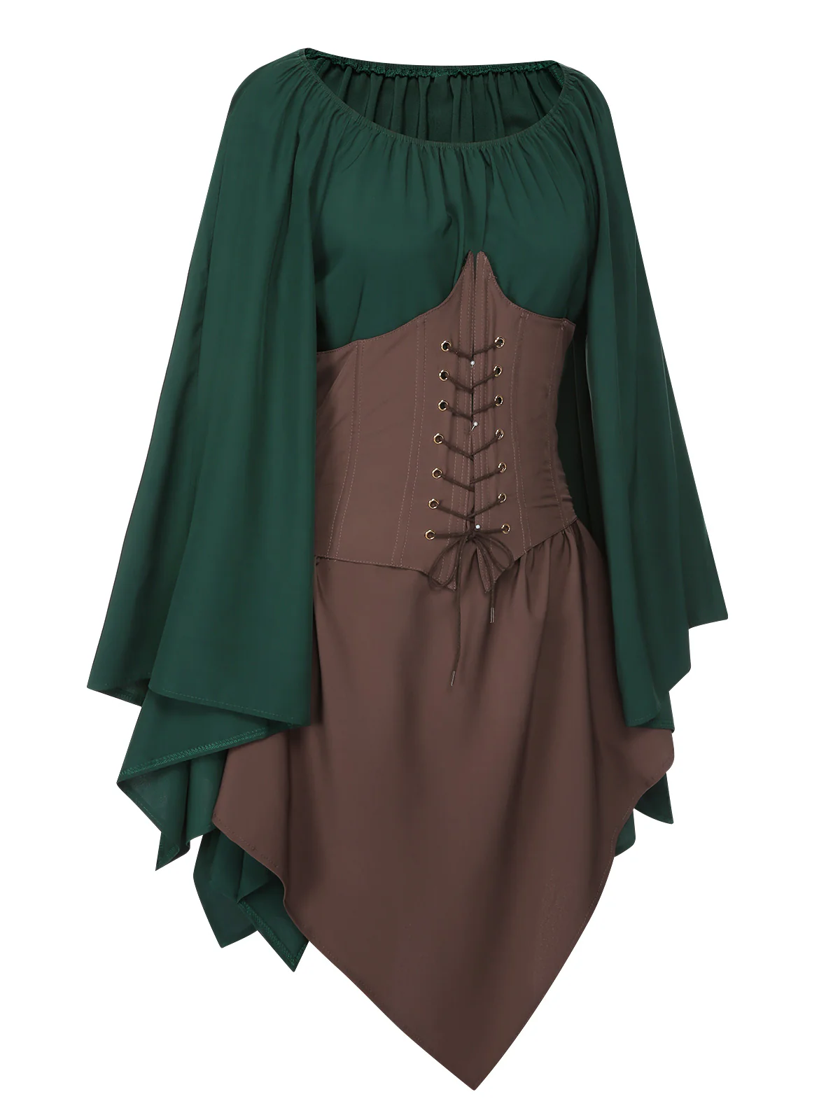 1950s Halloween Bat Sleeves Patchwork Dress - Image 2