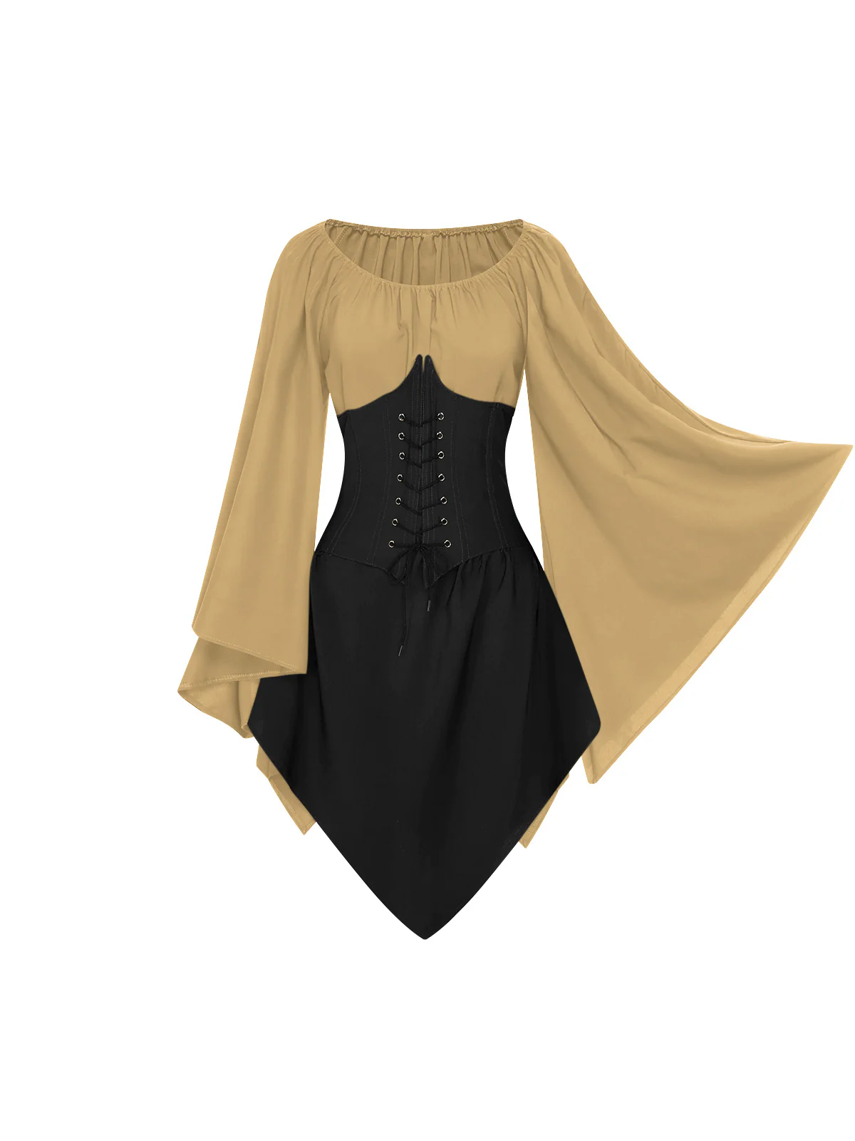 1950s Halloween Bat Sleeves Patchwork Dress - Image 20